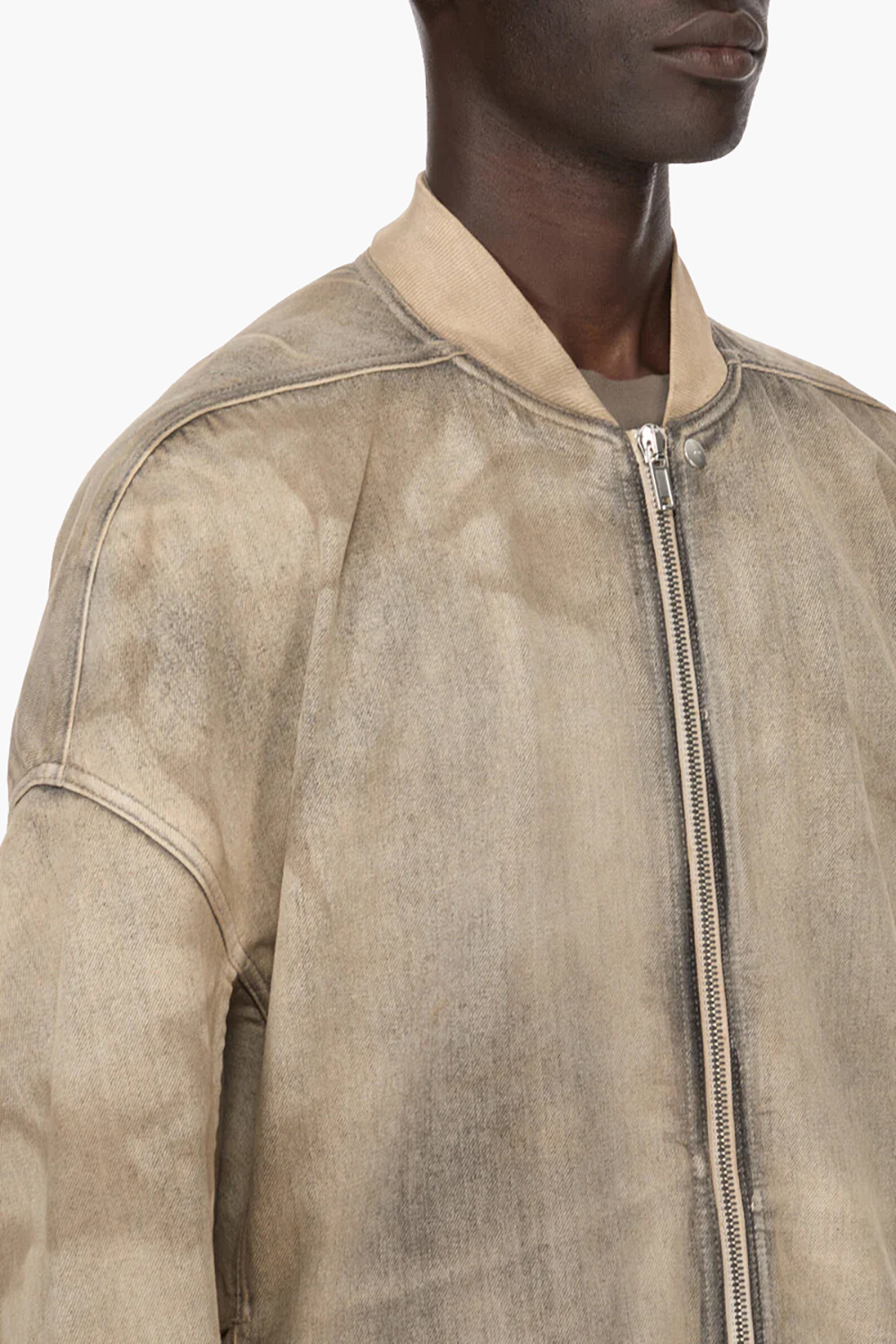 RICK OWENS DRKSHDW Oversized Fit Washed Cotton Denim Jumbo Flight Jacket