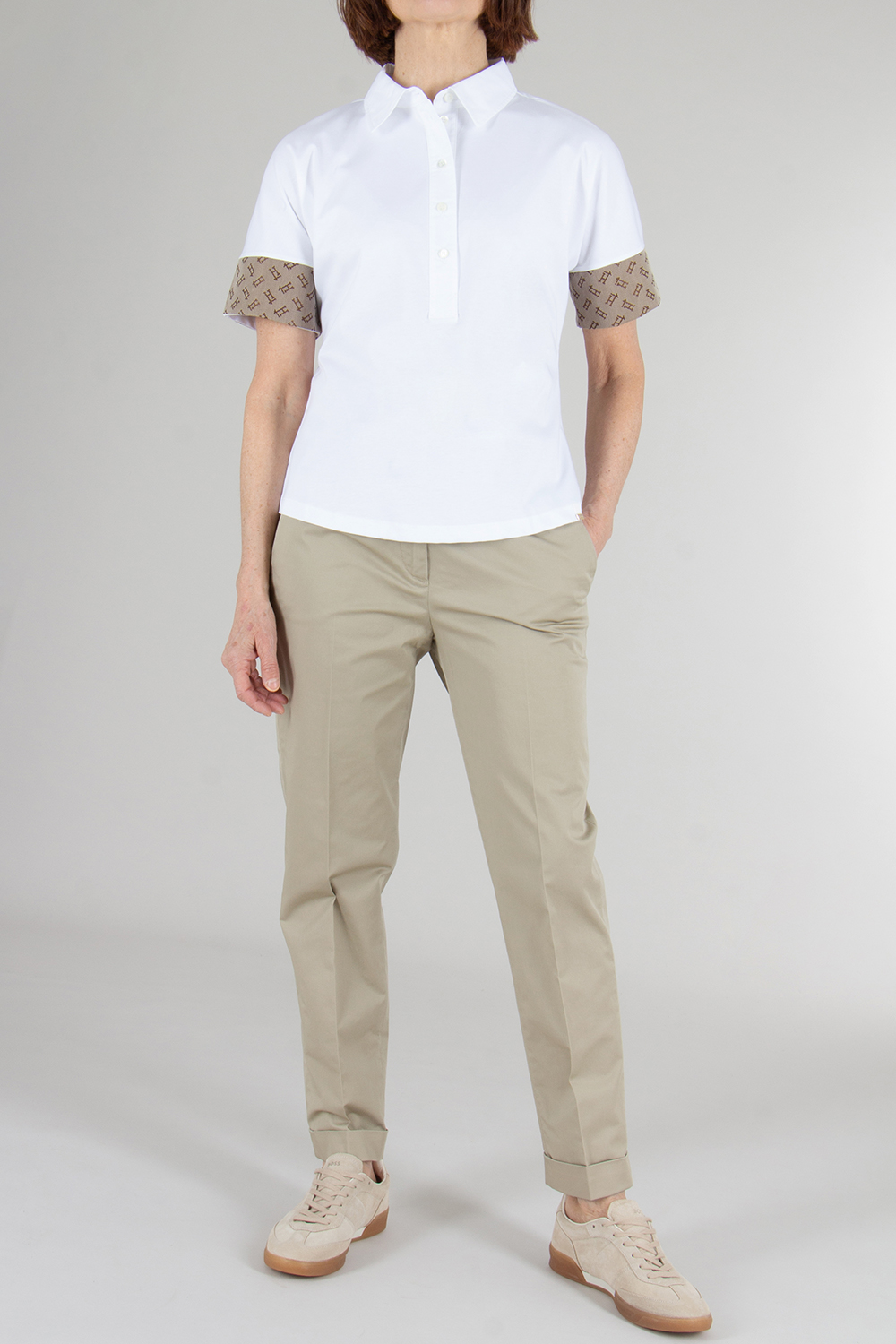 HERNO Monogram sleeve Cotton Polo Shirt
