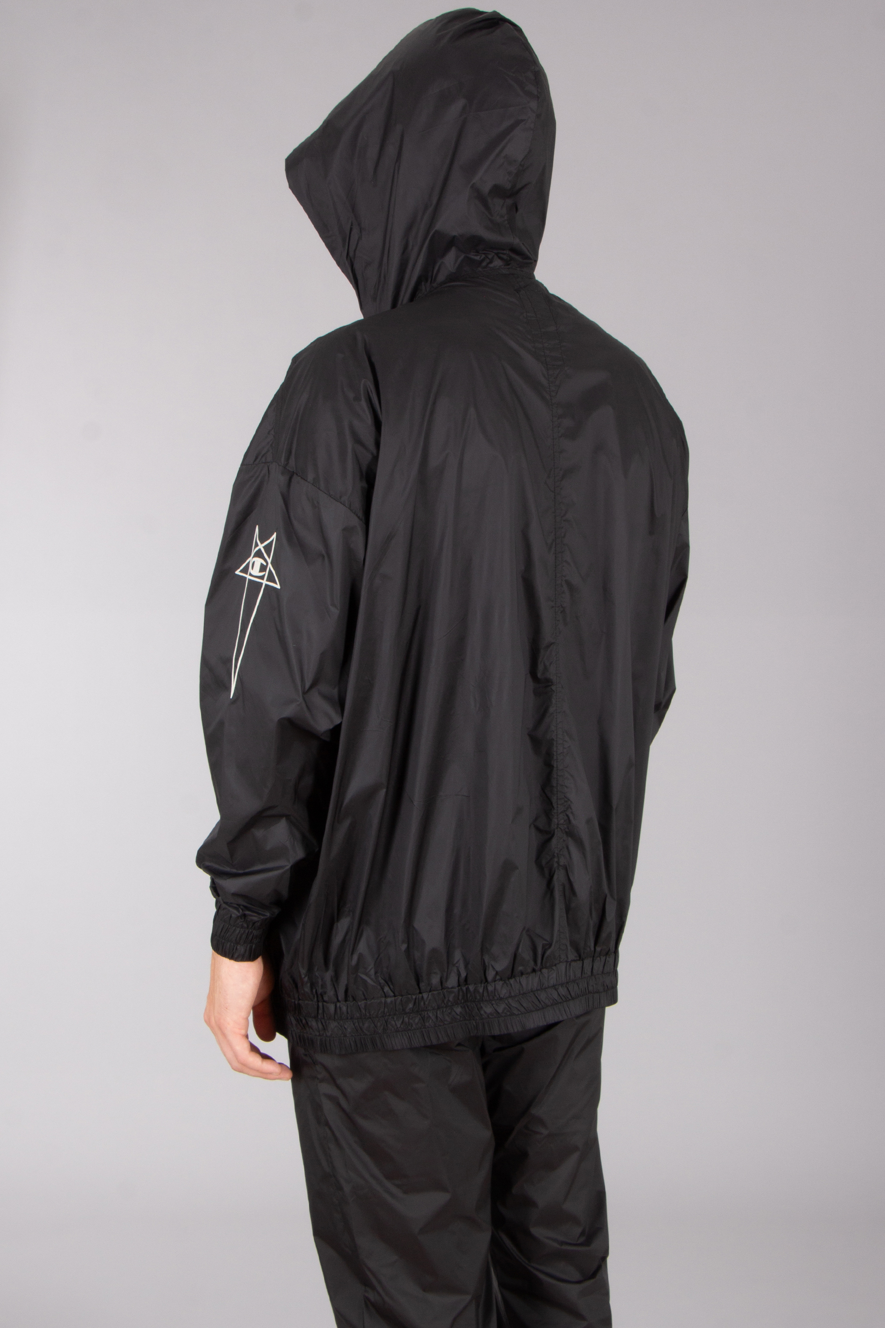 RICK OWENS DRKSHDW X Champion Oversized Recycled Nylon Zip-Up Jumbo Jason S Hoodie RICK OWENS DRKSHDW X Champion Oversized Recycled Nylon Zip-Up Jumbo Jason S Hoodie