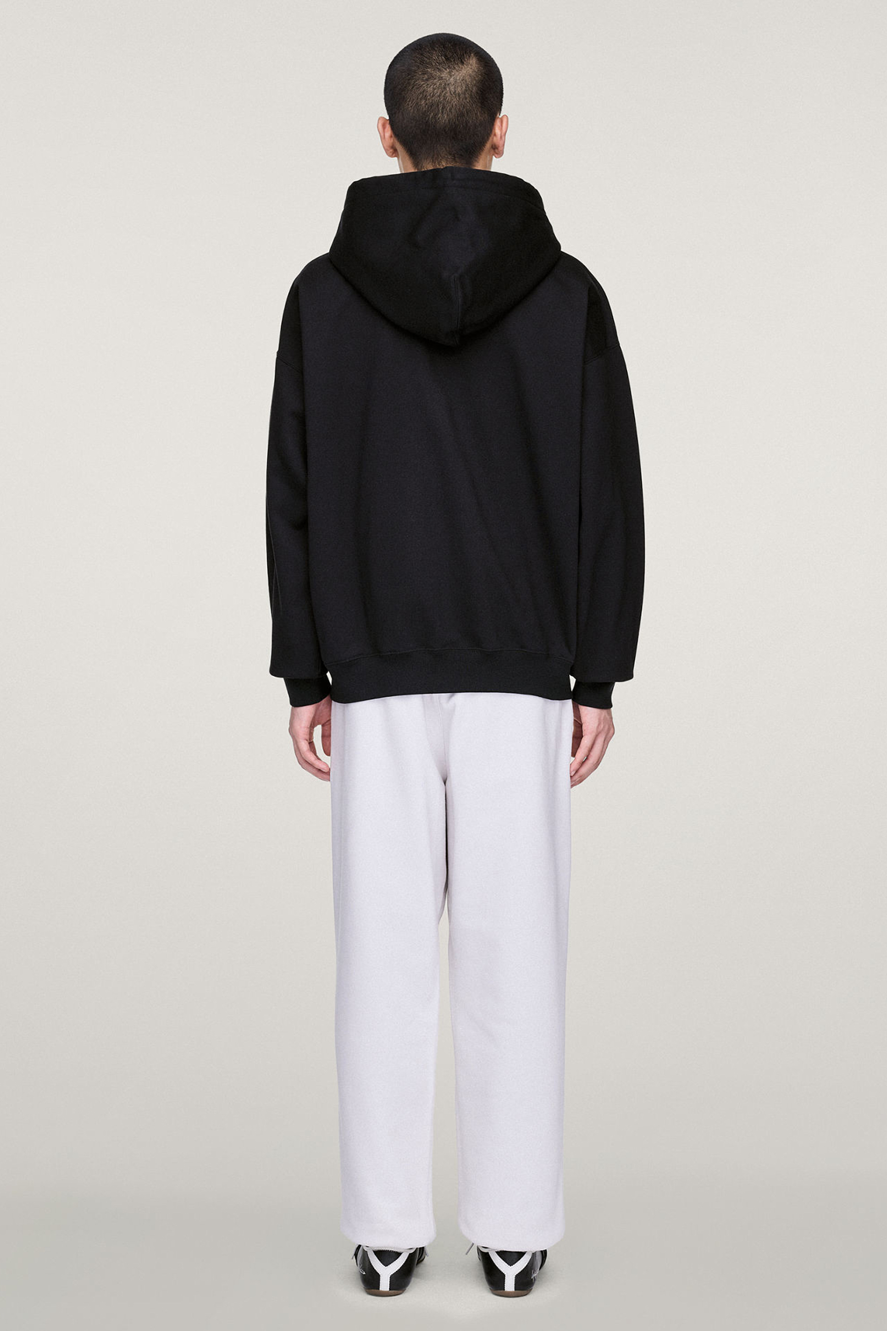 Y-3 Oversized Fit Brushed Cotton Blend French Terry Zip-Up Hoodie Mantel, Modisch, Erwachsener, Mann, Person