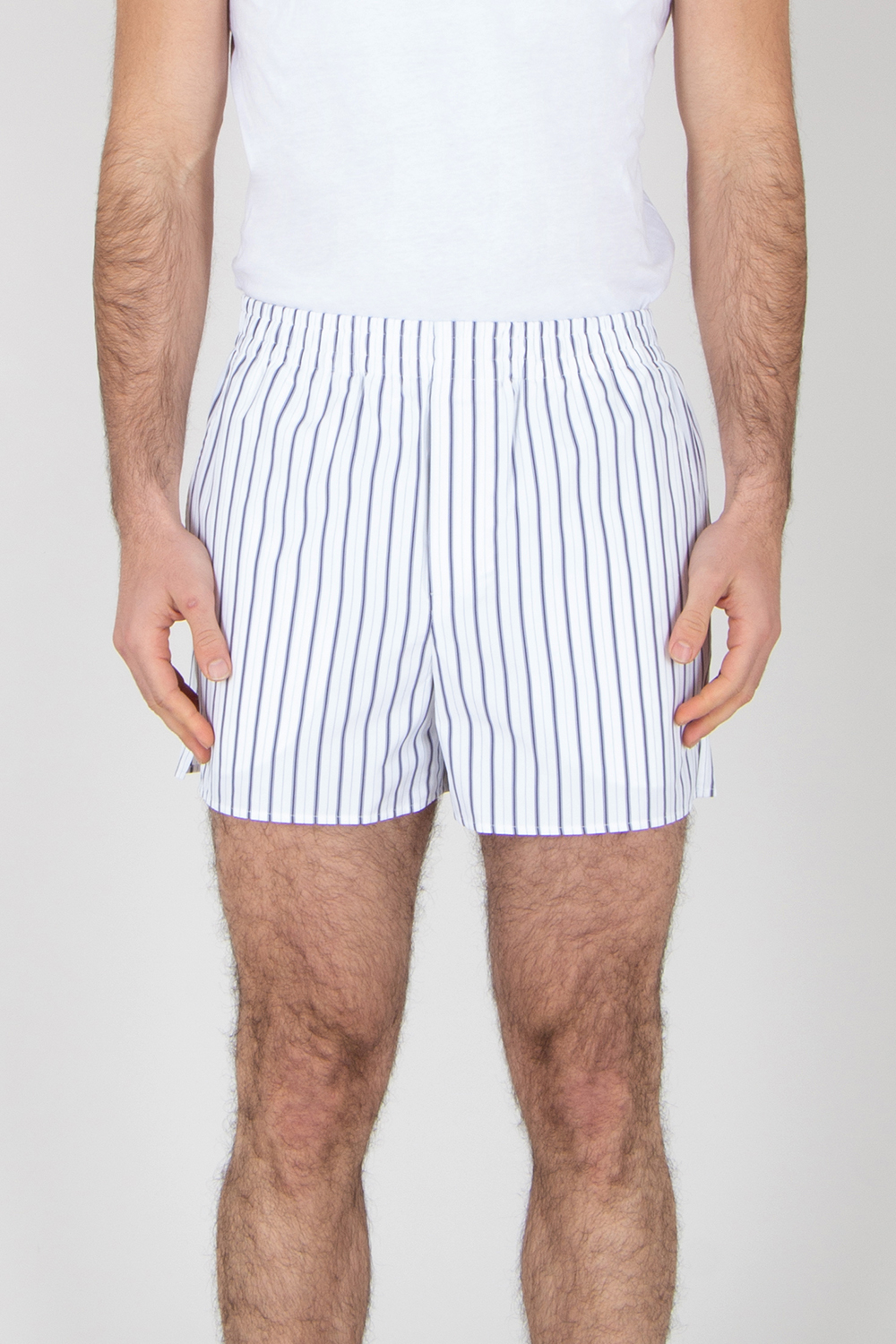 AMI PARIS Relaxed Fit Striped Cotton Poplin Shorts