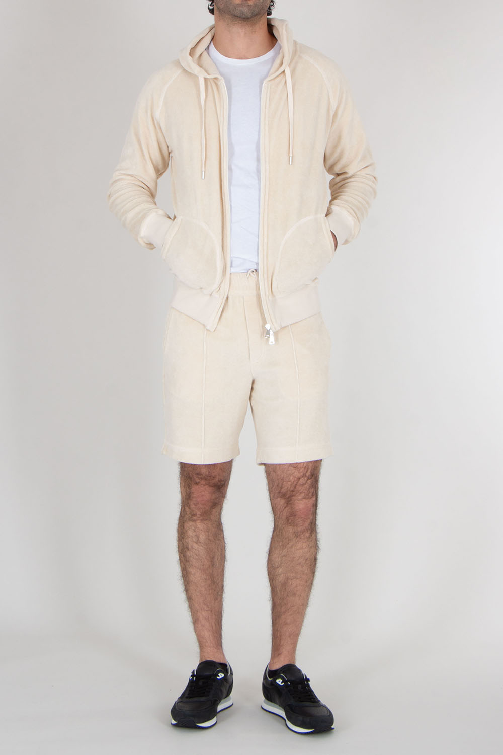 AURÉLIEN Cotton Blend Terry Zip Hoodie 