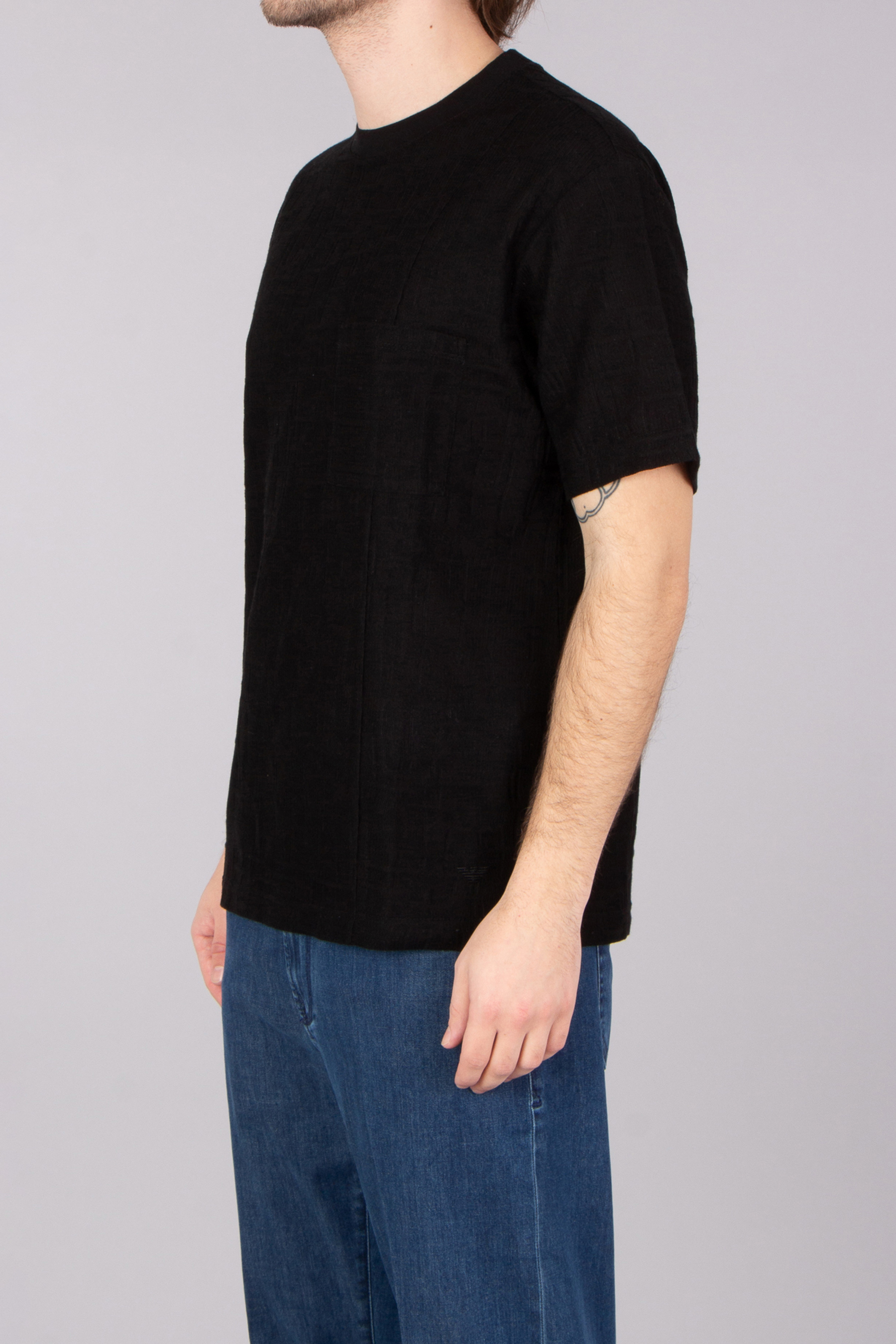 EMPORIO ARMANI Icon Collection Regular Fit Structured Cotton Knit T-Shirt EMPORIO ARMANI Icon Collection Regular Fit Structured Cotton Knit T-Shirt