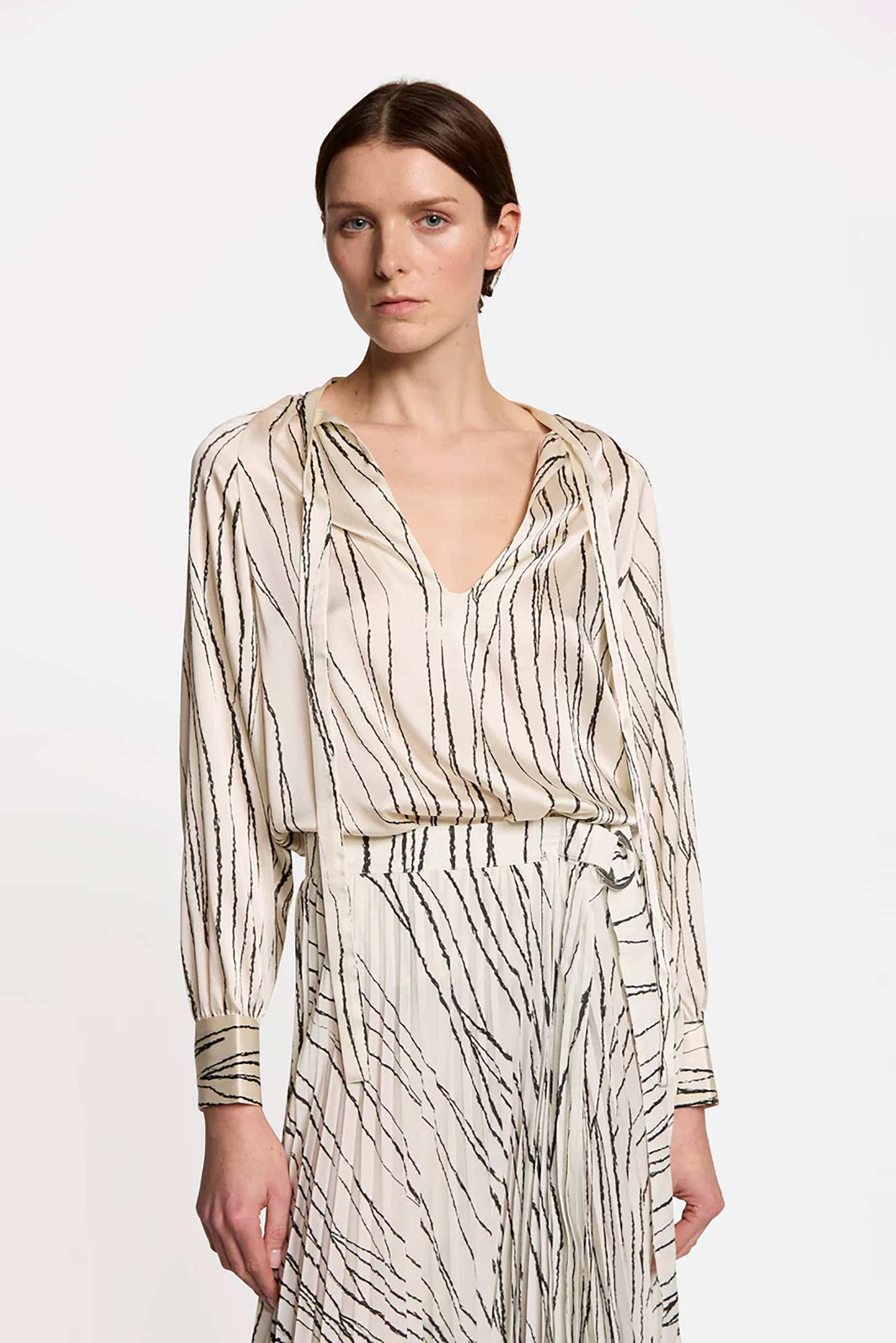 Langarm, Bluse, Kleid, Person, Frau