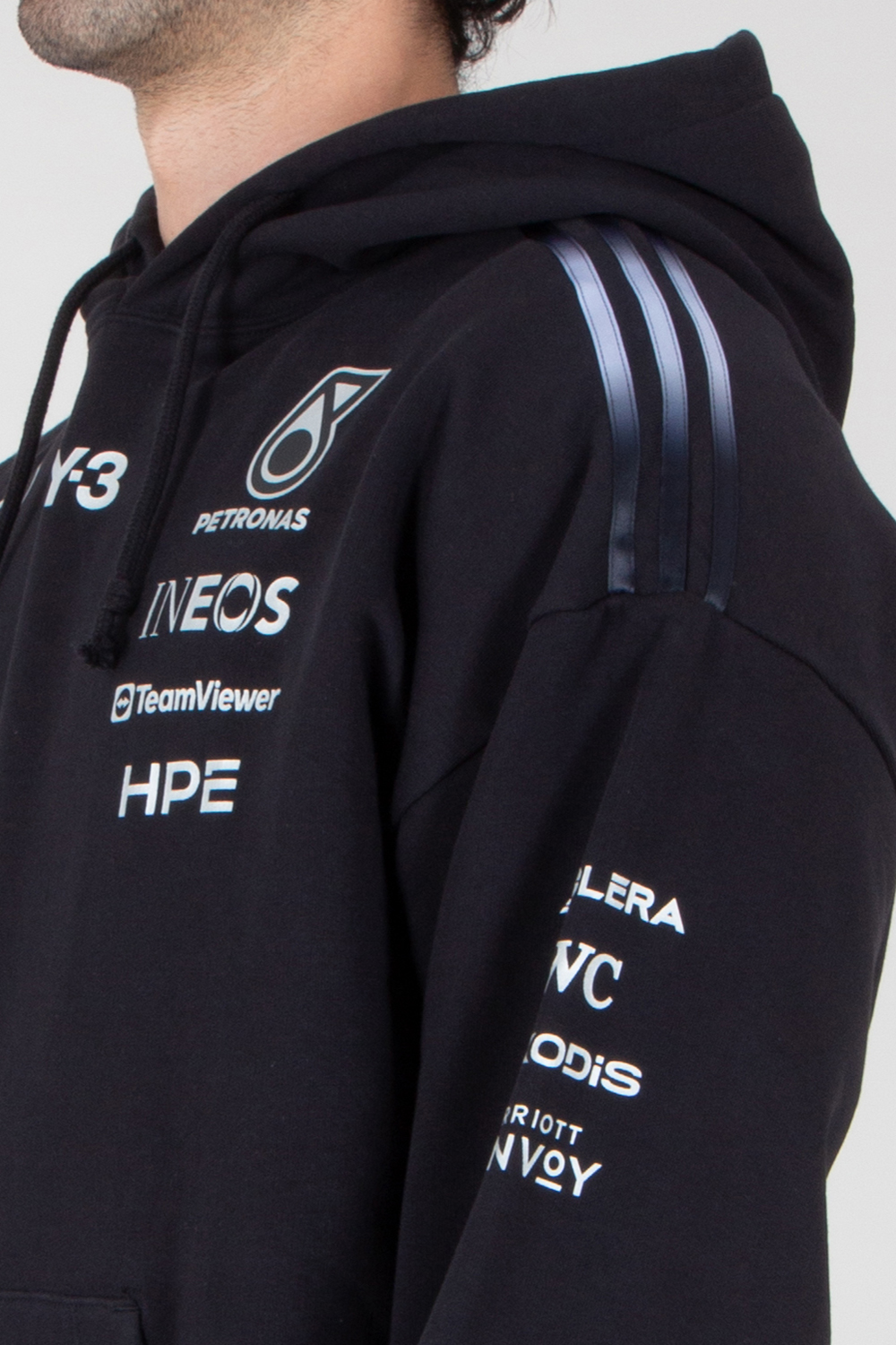Y-3 x MERCEDES AMG PETRONAS Loose Fit Graphic Print Cotton Hoodie