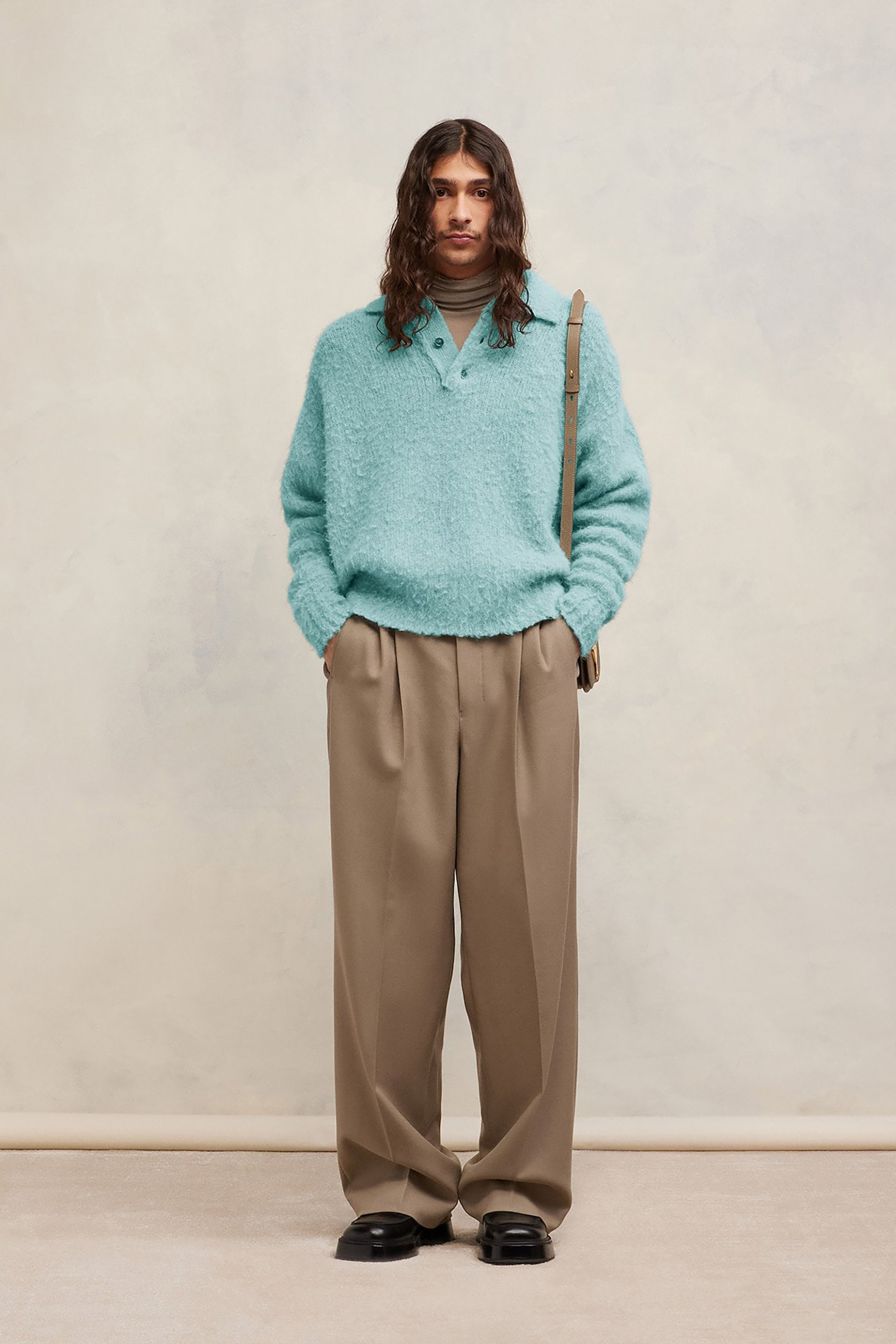 AMI PARIS Alpaca Blend Knit Polo