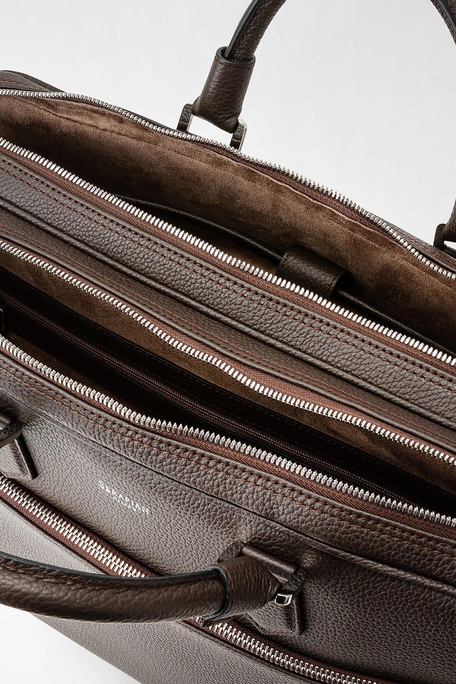 SERAPIAN Large Cashmere Leather Briefcase SERAPIAN Large Cashmere Leather Briefcase