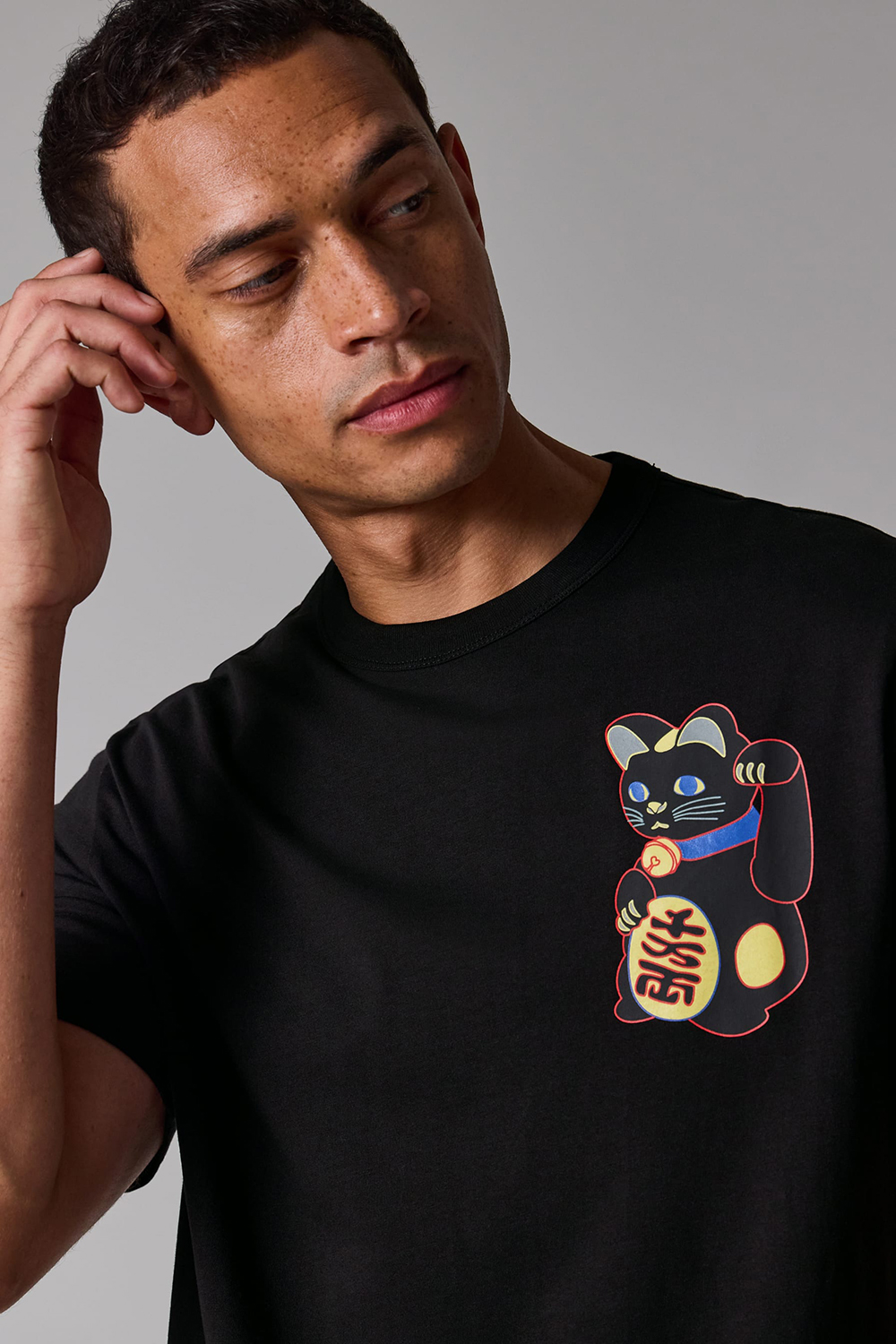 PAUL SMITH Casual Fit Lucky Cat Print Organic Cotton Jersey T-Shirt