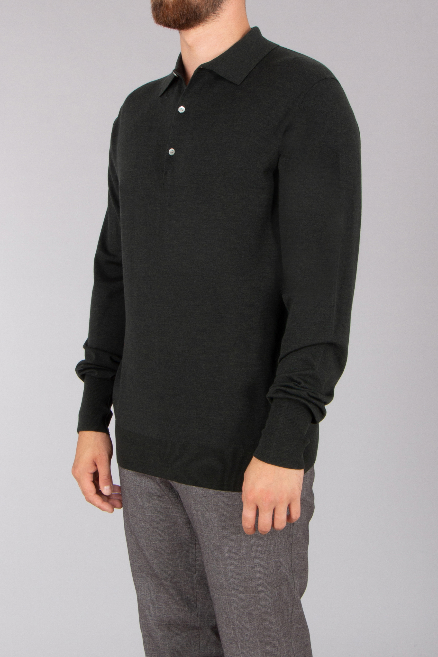 STEFAN BRANDT Regular Fit Kid Wool Long-Sleeve Knit Polo Luca Langarm, Ärmel, Pullover, Hemd, Person