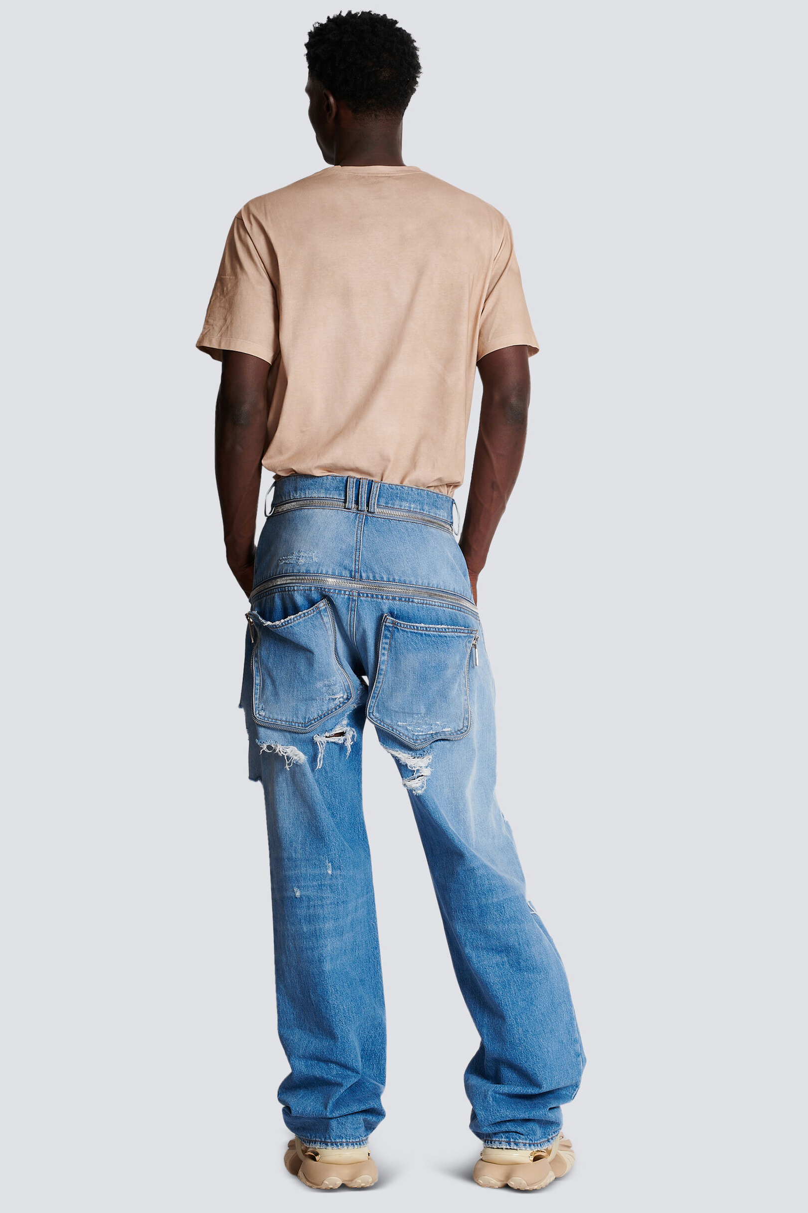 BALMAIN Distressed Cotton Denim Jeans BALMAIN Distressed Cotton Denim Jeans