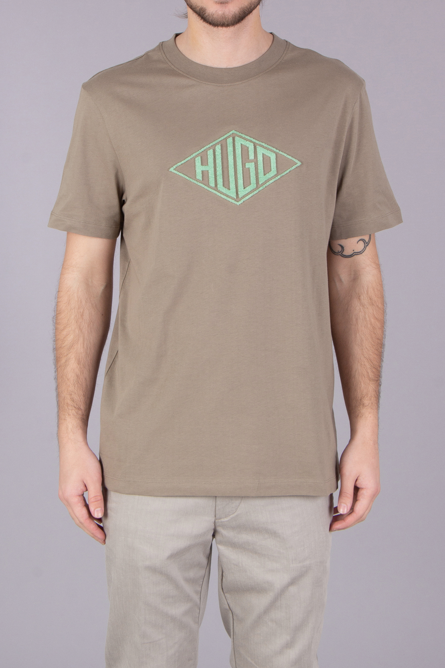 HUGO Regular Fit Embroiered Cotton Jersey T-Shirt Dalendi