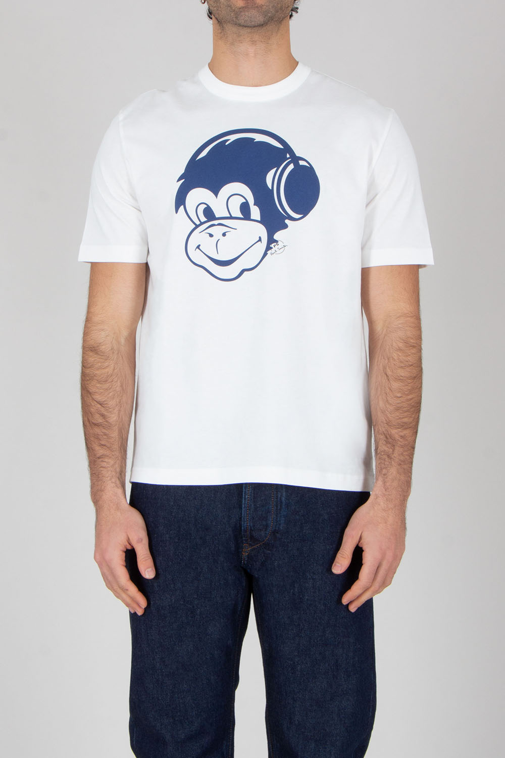 PAUL SMITH Casual Fit Monkey Headphones Print Organic Cotton Jersey T-Shirt