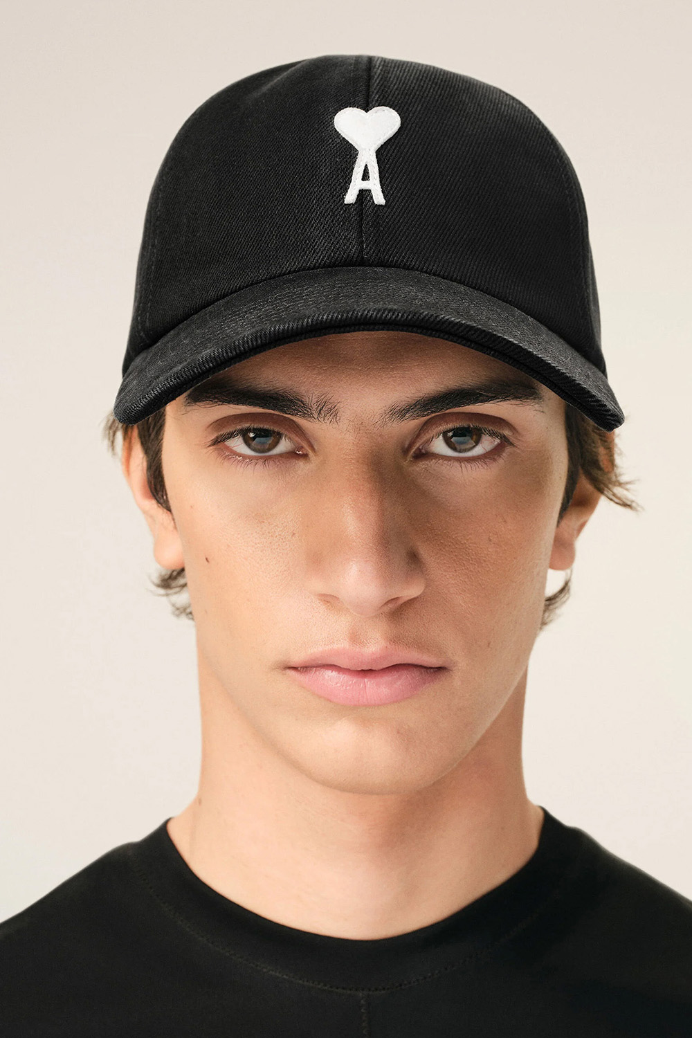 AMI PARIS Cotton Monogram Felt Patch Cap