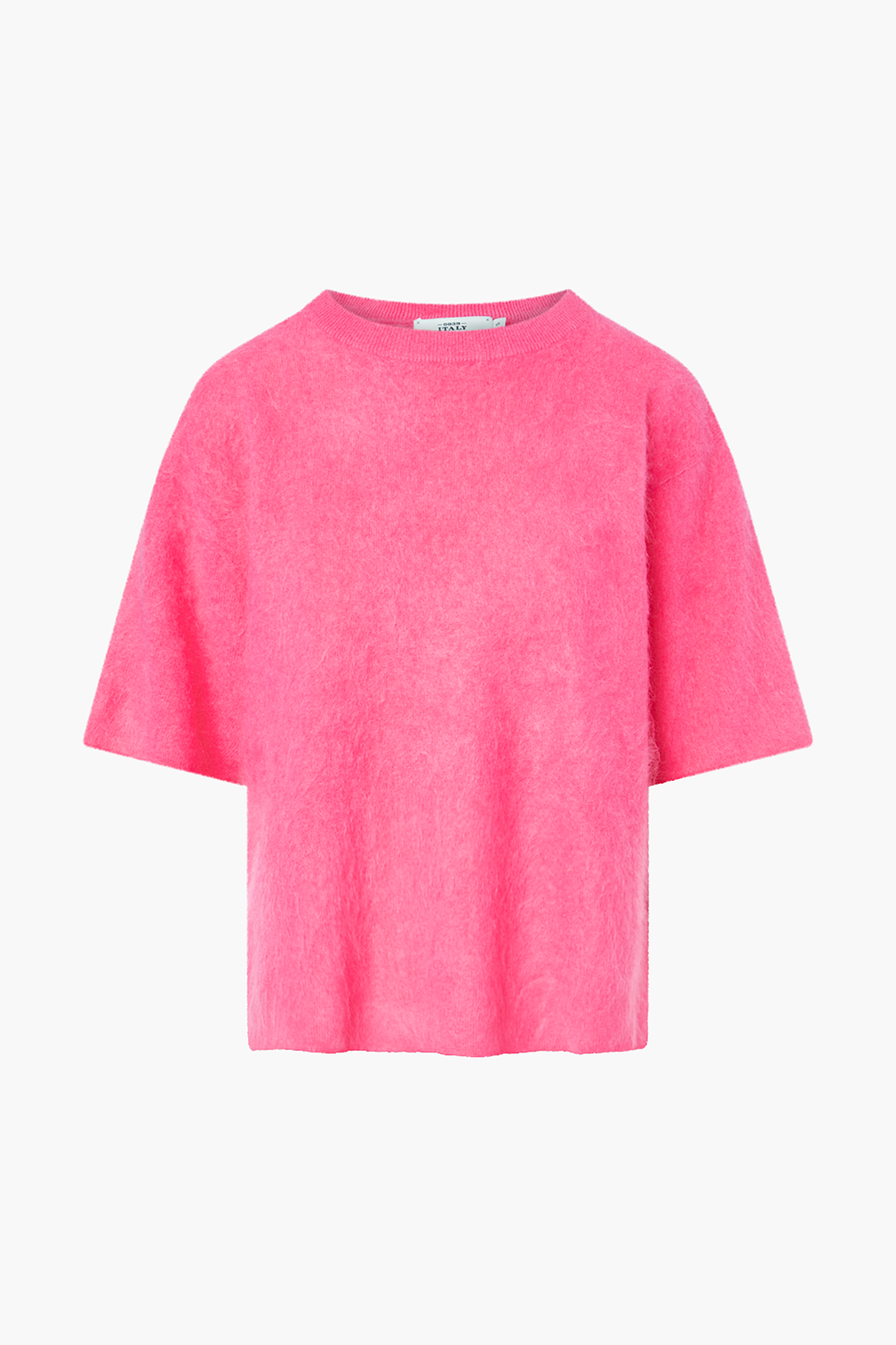 0039 ITALY Casual Fit Brushed Cashmere-Wool Blend Short-Sleeve Crew Neck Sweater Ines Bekleidung, T-shirt, Mantel