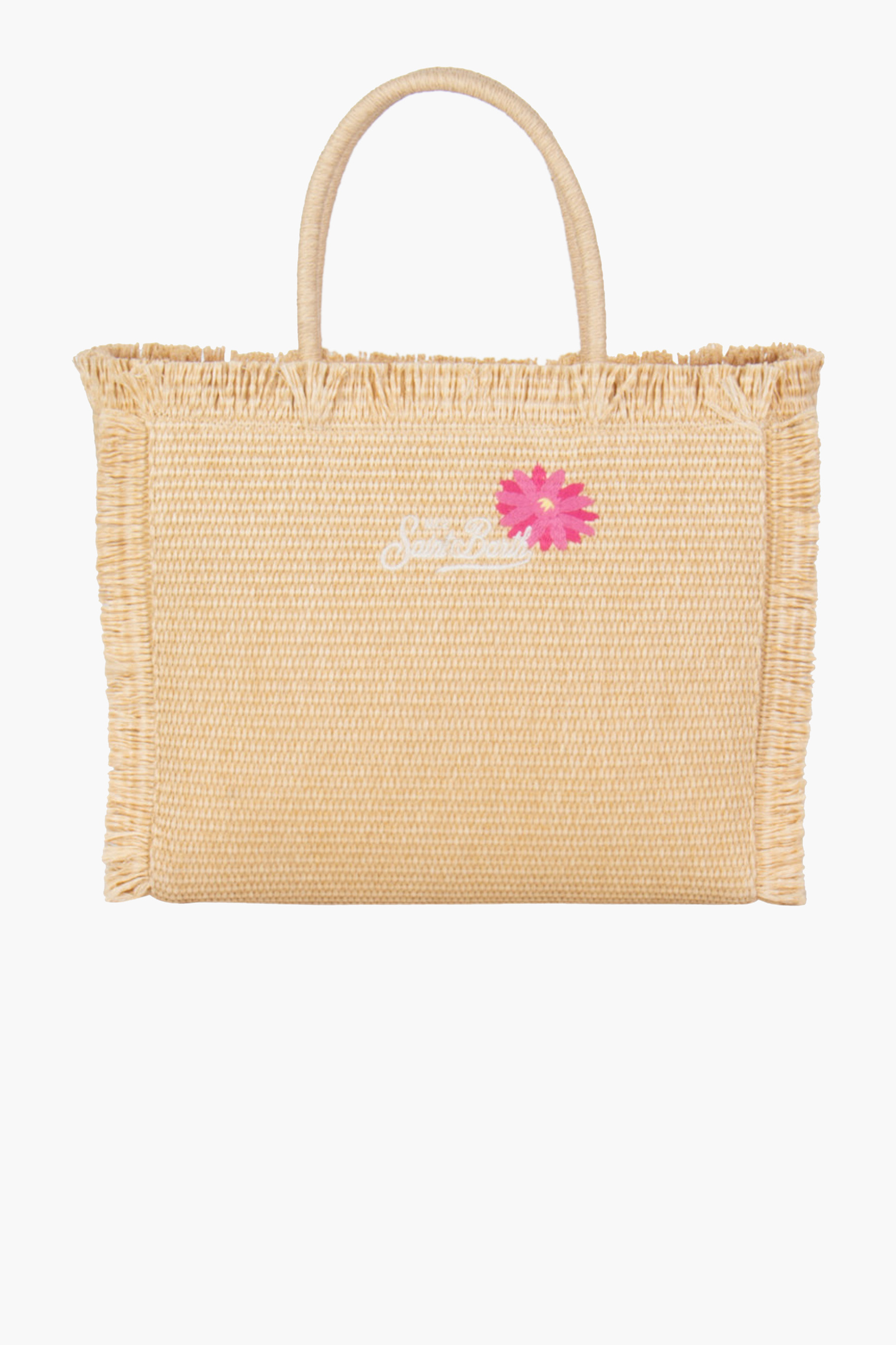 MC 2 SAINT BARTH Flowery Multicoloured Embroidery Vanity Straw Tote Bag