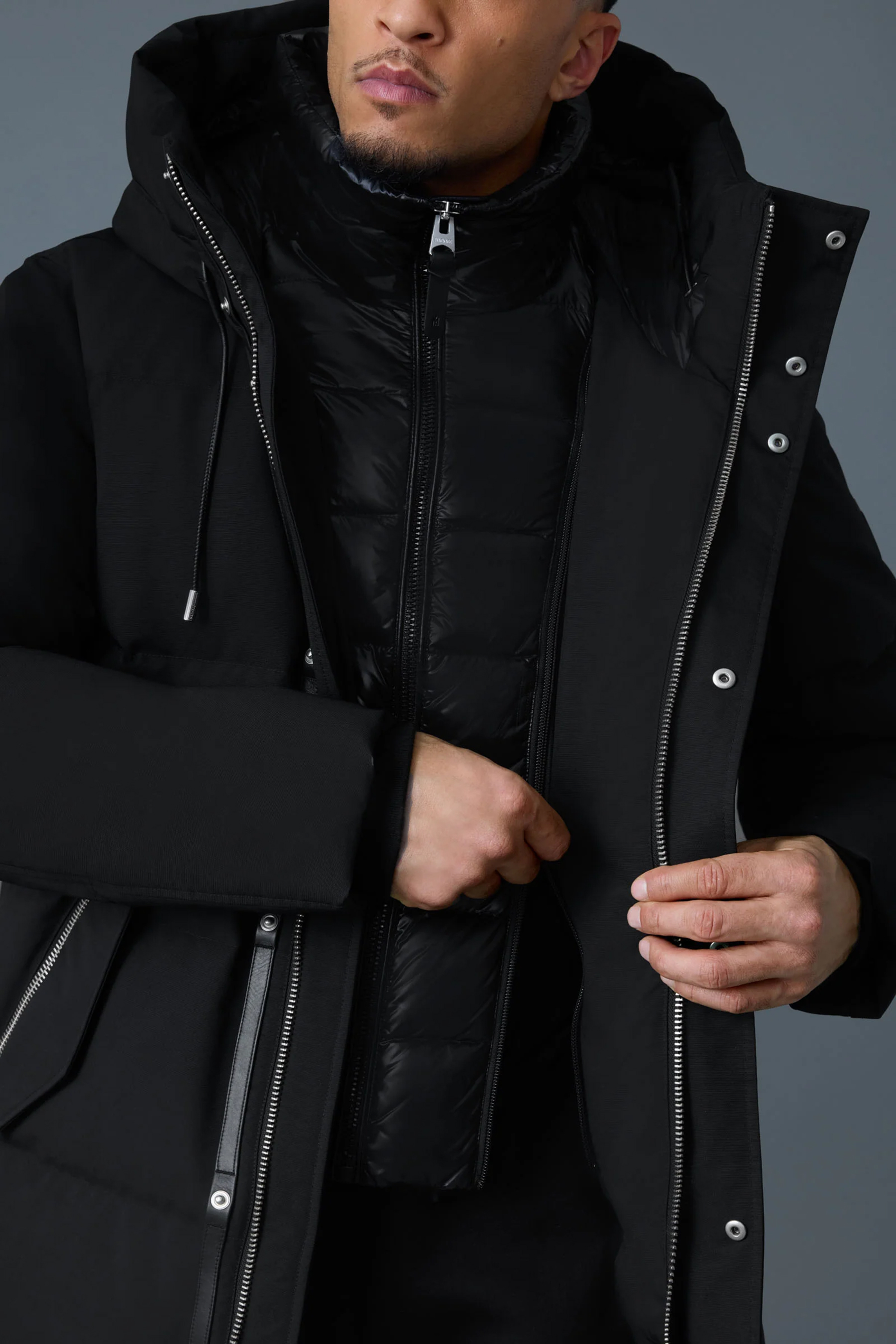 MACKAGE Regular Fit 2-in-1 Nylon Blend Lustrous Light Down Jacket Graydon Bekleidung, Mantel, Jacke