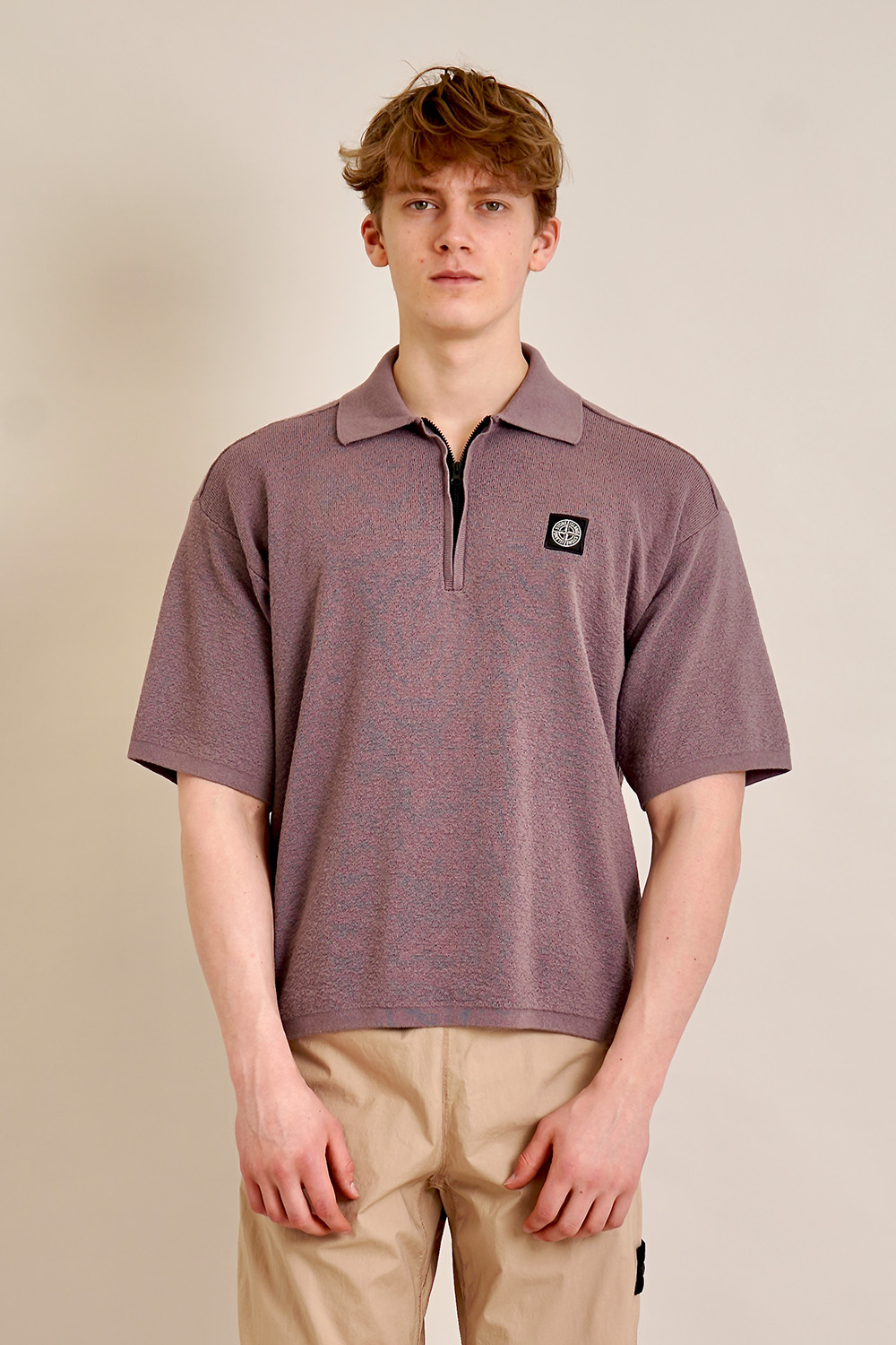 STONE ISLAND OVersized Fit Light Raw Hand Organic Cotton Knit Polo