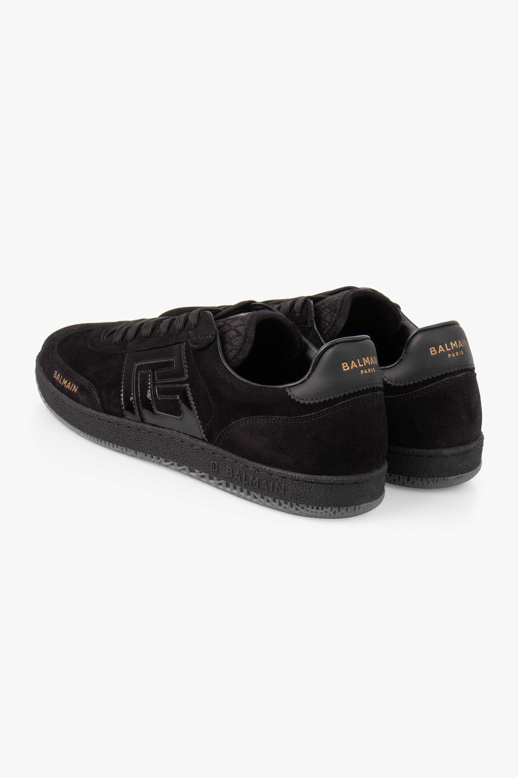 BALMAIN Suede & Patent Leather Sneakers Swan BALMAIN Suede & Patent Leather Sneakers Swan
