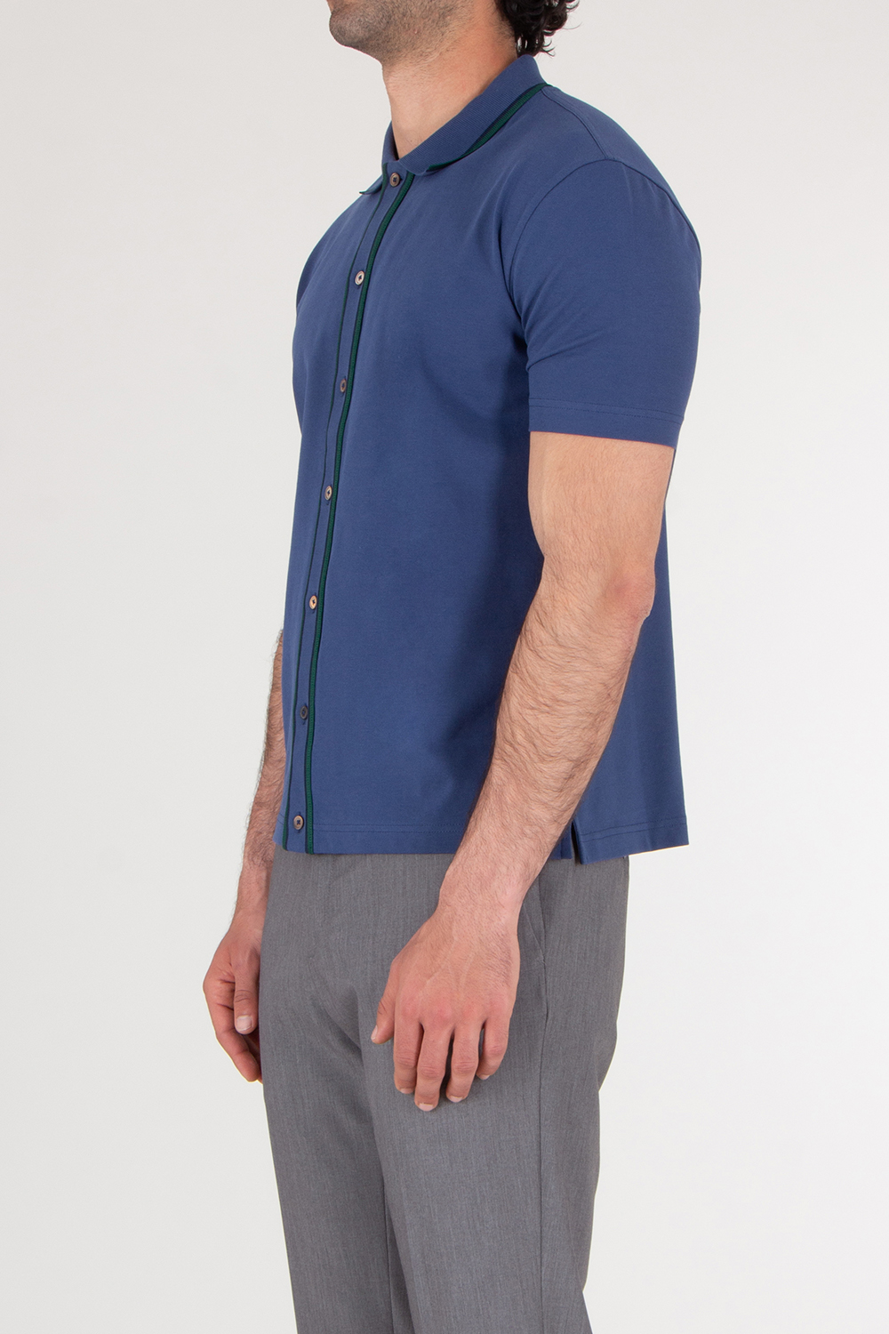 PAUL SMITH Mid Blue Button-Through Polo Shirt