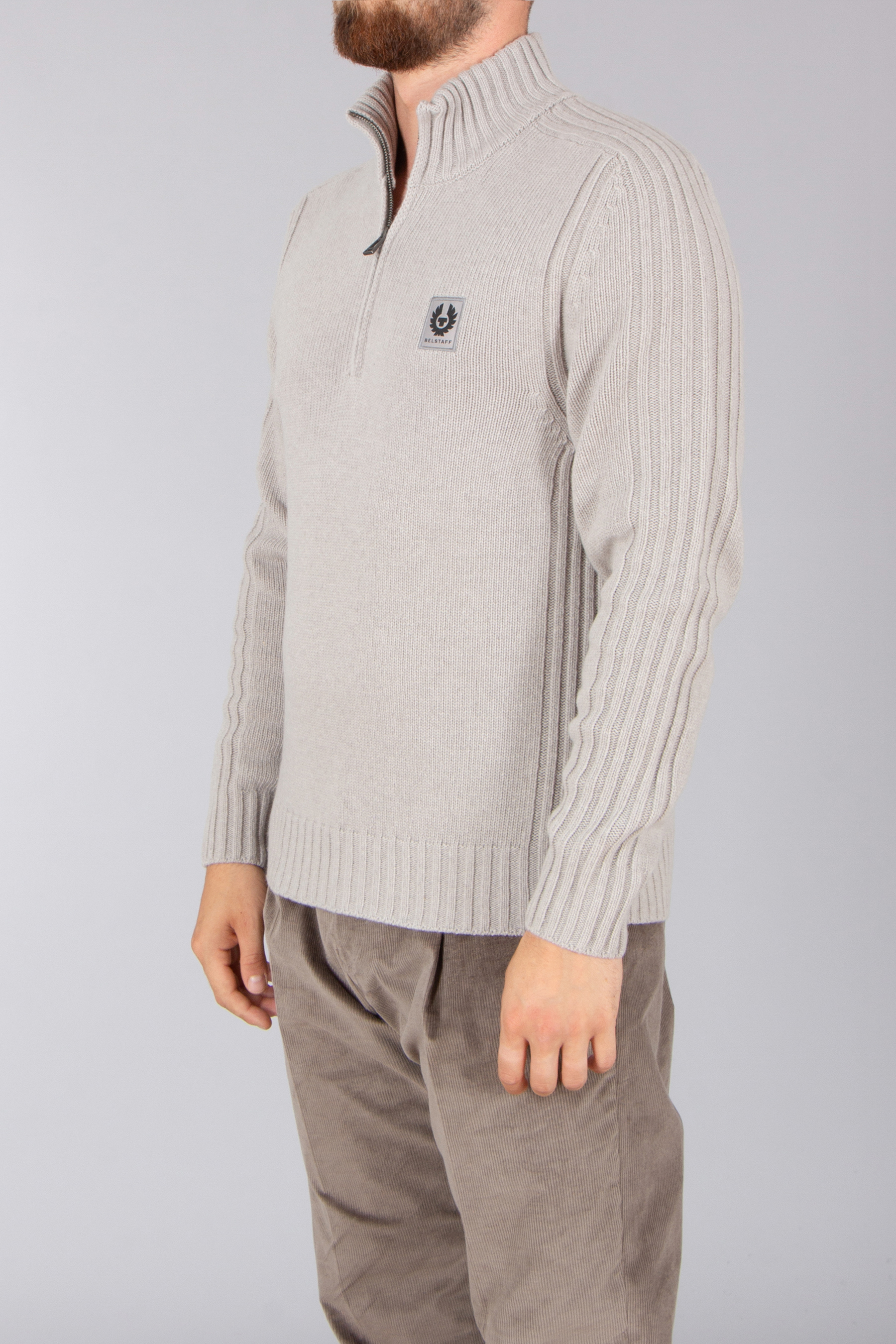 BELSTAFF Regular Fit Lambswool Quarter-Zip Sweater Watch Bekleidung, Strickwaren, Pullover, Sweatshirt