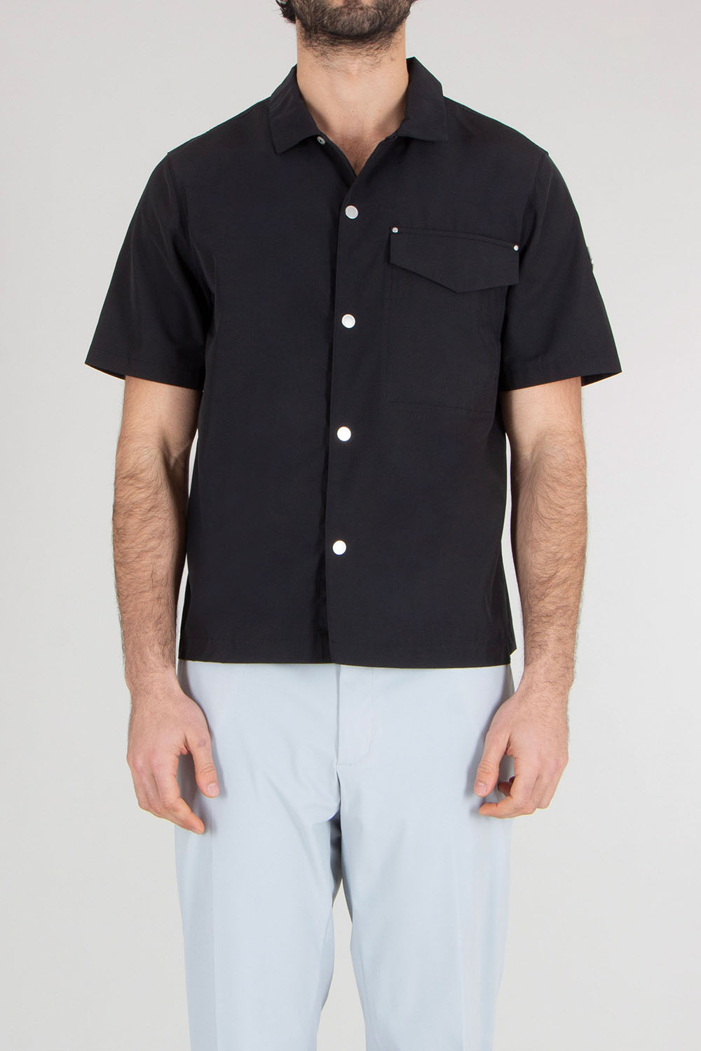 MOOSE KNUCKLES Regular Fit Memory Fabric Short-Sleeve Bowling Shirt Charlesbourg