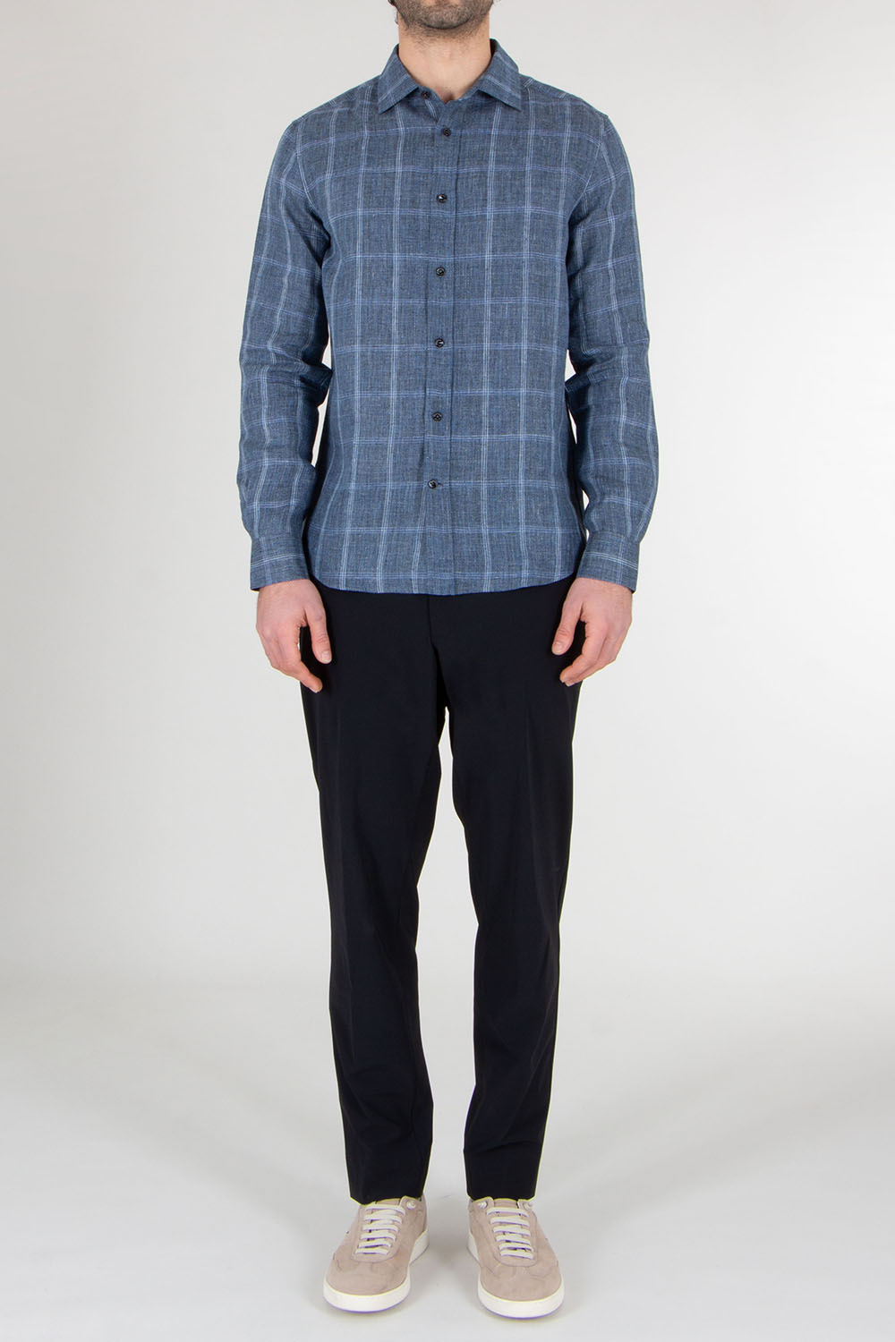AGNONA Regular Fit Plaid Linen Shirt