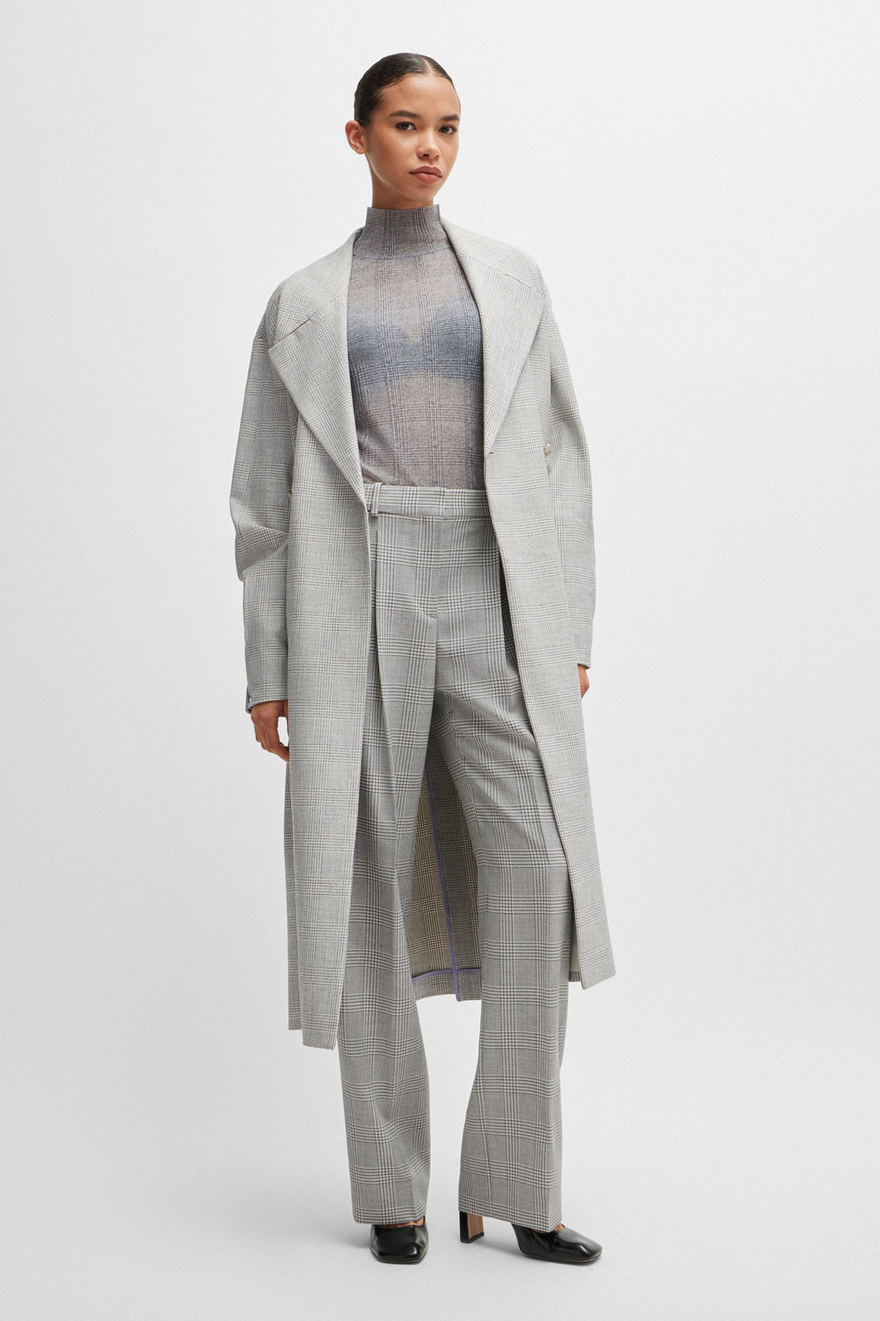 BOSS Checked Virgin Wool Crepe Pants Tanity BOSS Checked Virgin Wool Crepe Pants Tanity