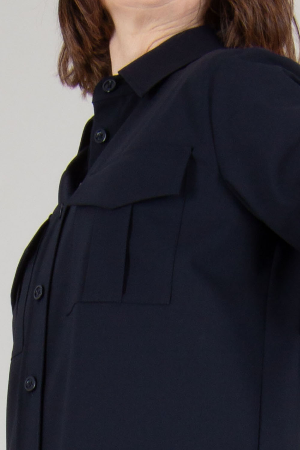 HERNO Regular Fit Stretch Wool Flap Pocket Shirt