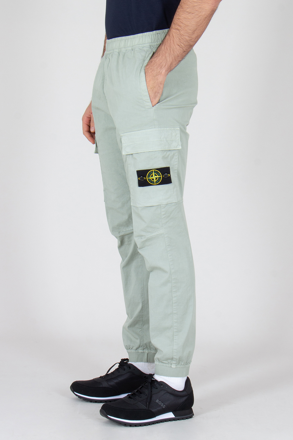 STONE ISLAND Regular Tapered Fit Organic Cotton Stretch Broken Twill Cargo Pants