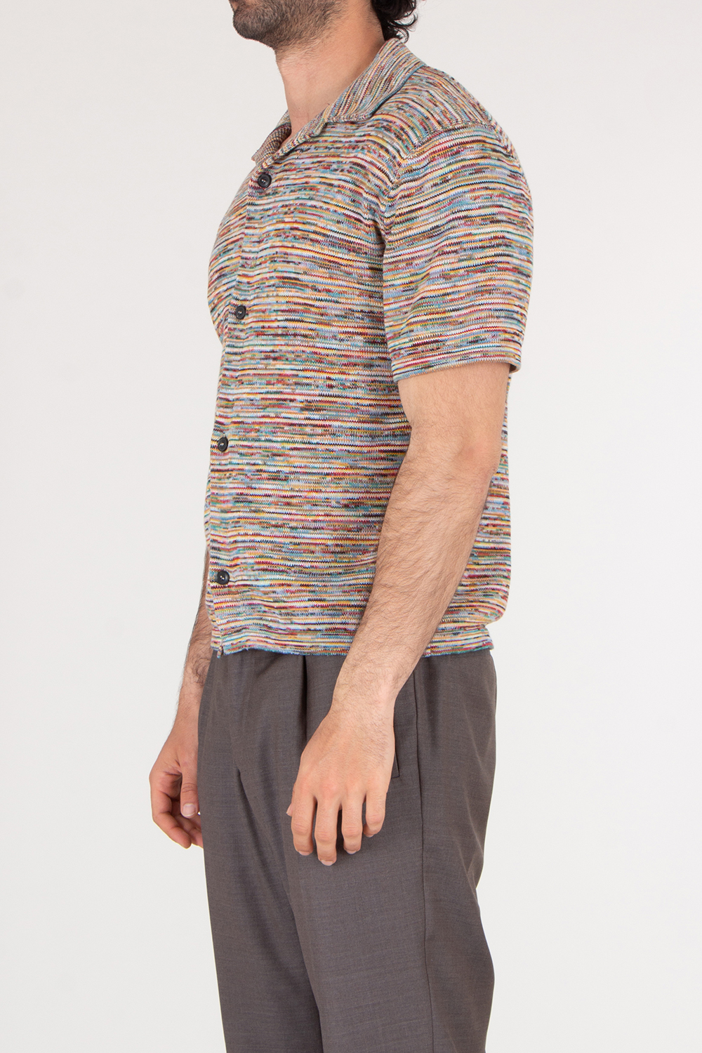 PAUL SMITH Knitted Signature Stripe Organic Cotton Short Sleeve Shirt