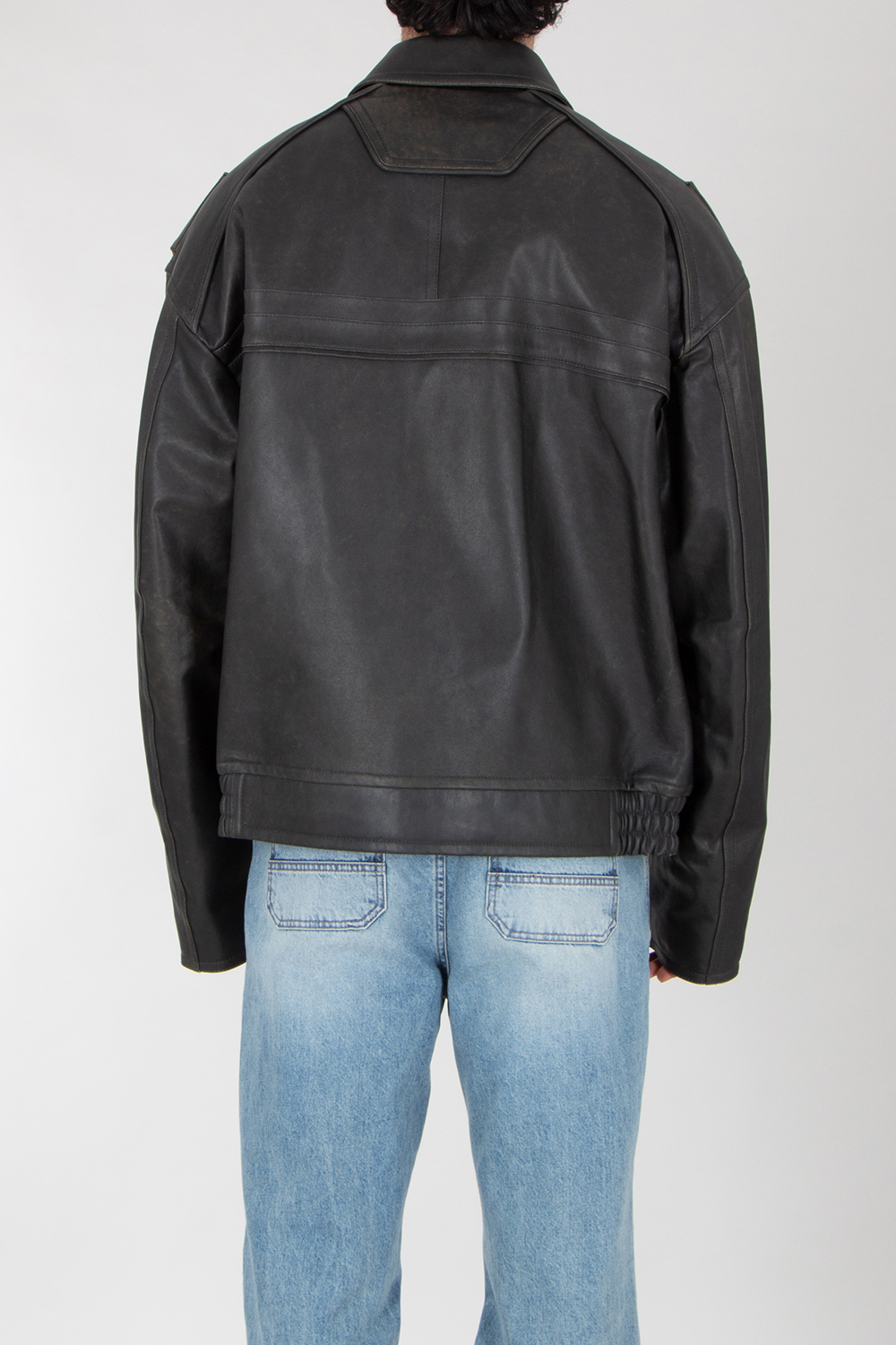 JUUN.J Oversized Distressed Leather Jacket
