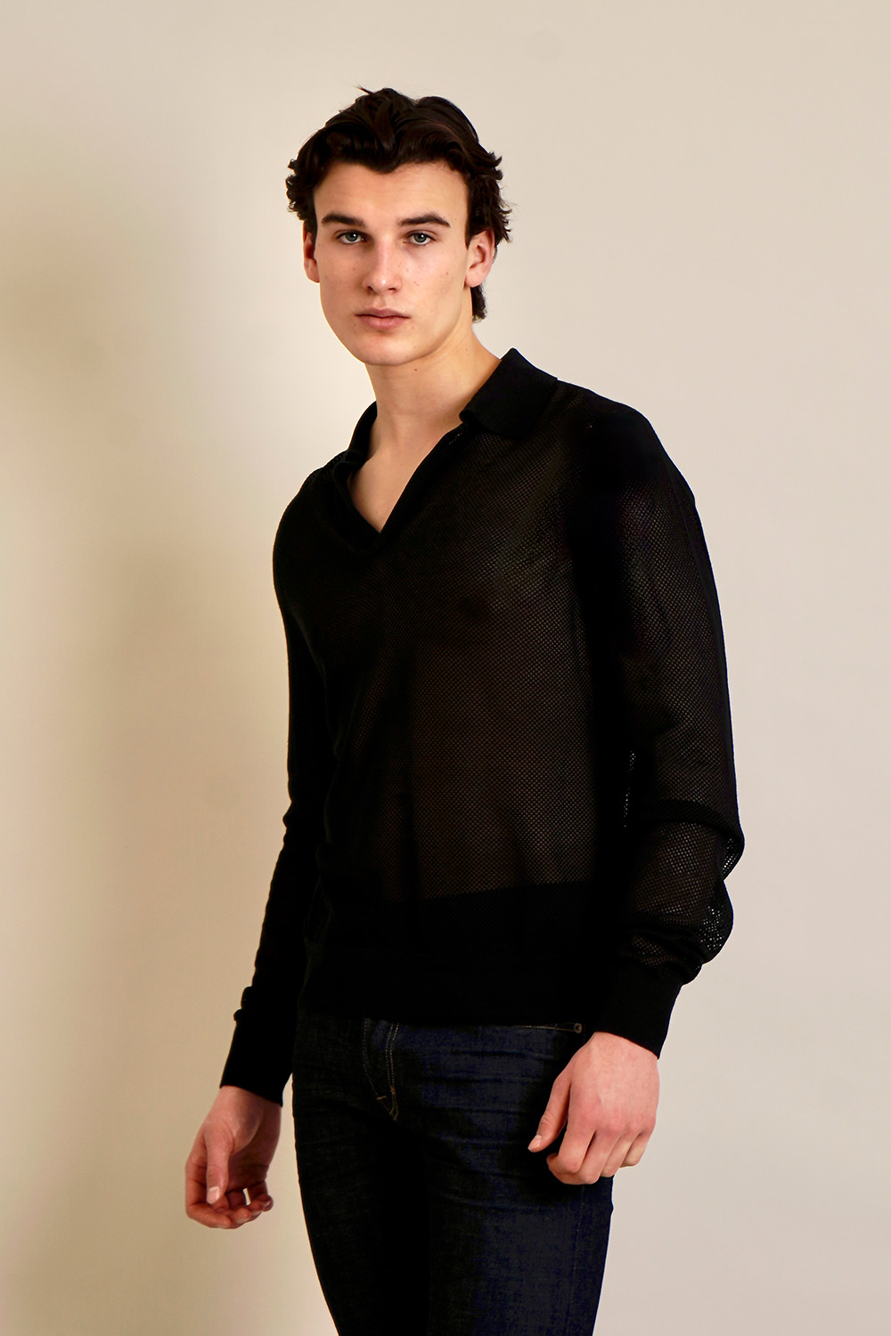 TOM FORD Regular Fit Lace Knit Cotton-Silk Blend Knit Polo