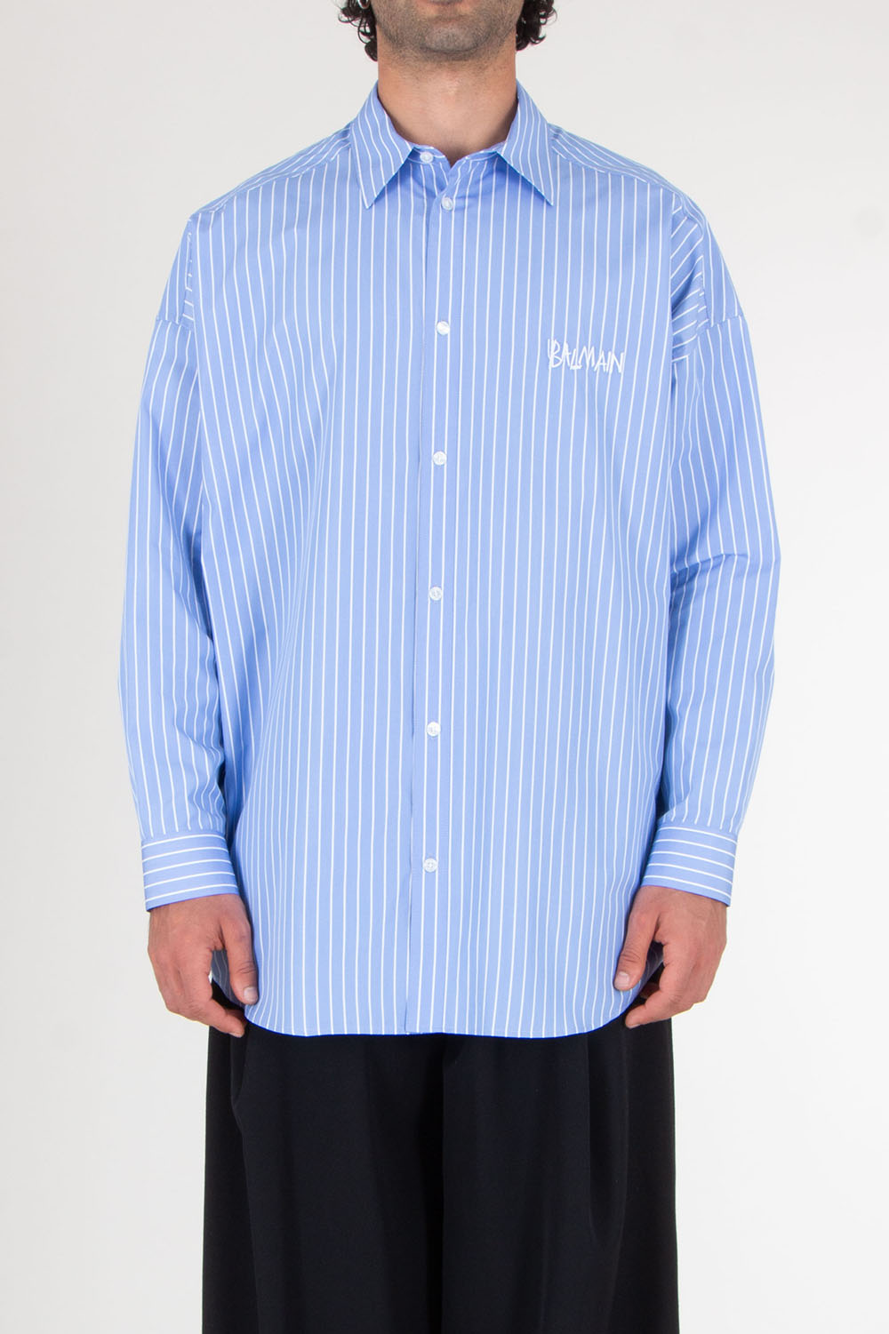 BALMAIN Oversized Striped Cotton Shirt