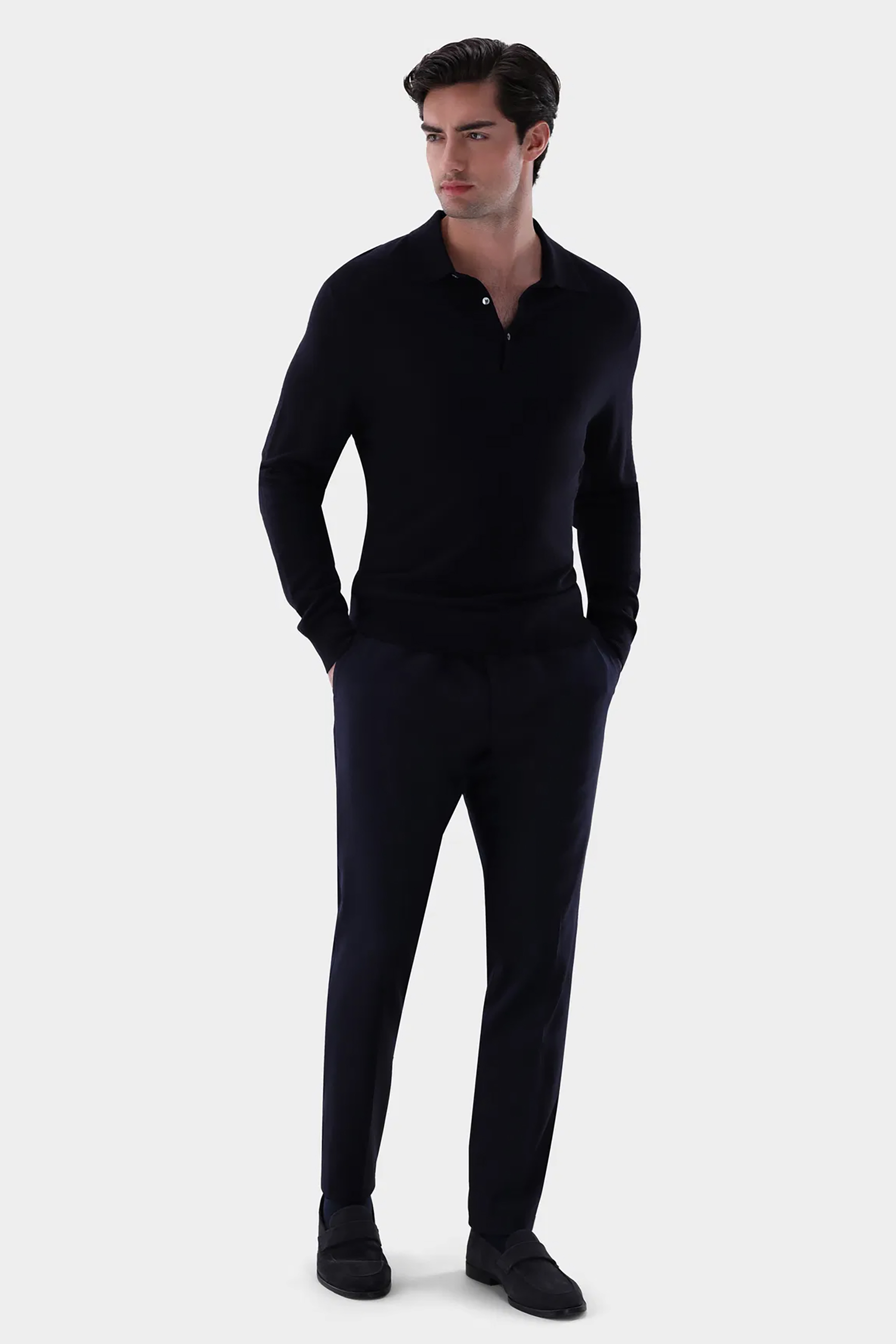 VAN LAACK Regular Fit Virgin Wool Knit Polo Sabri Langarm, Anzug, Hosen, Mann, Person