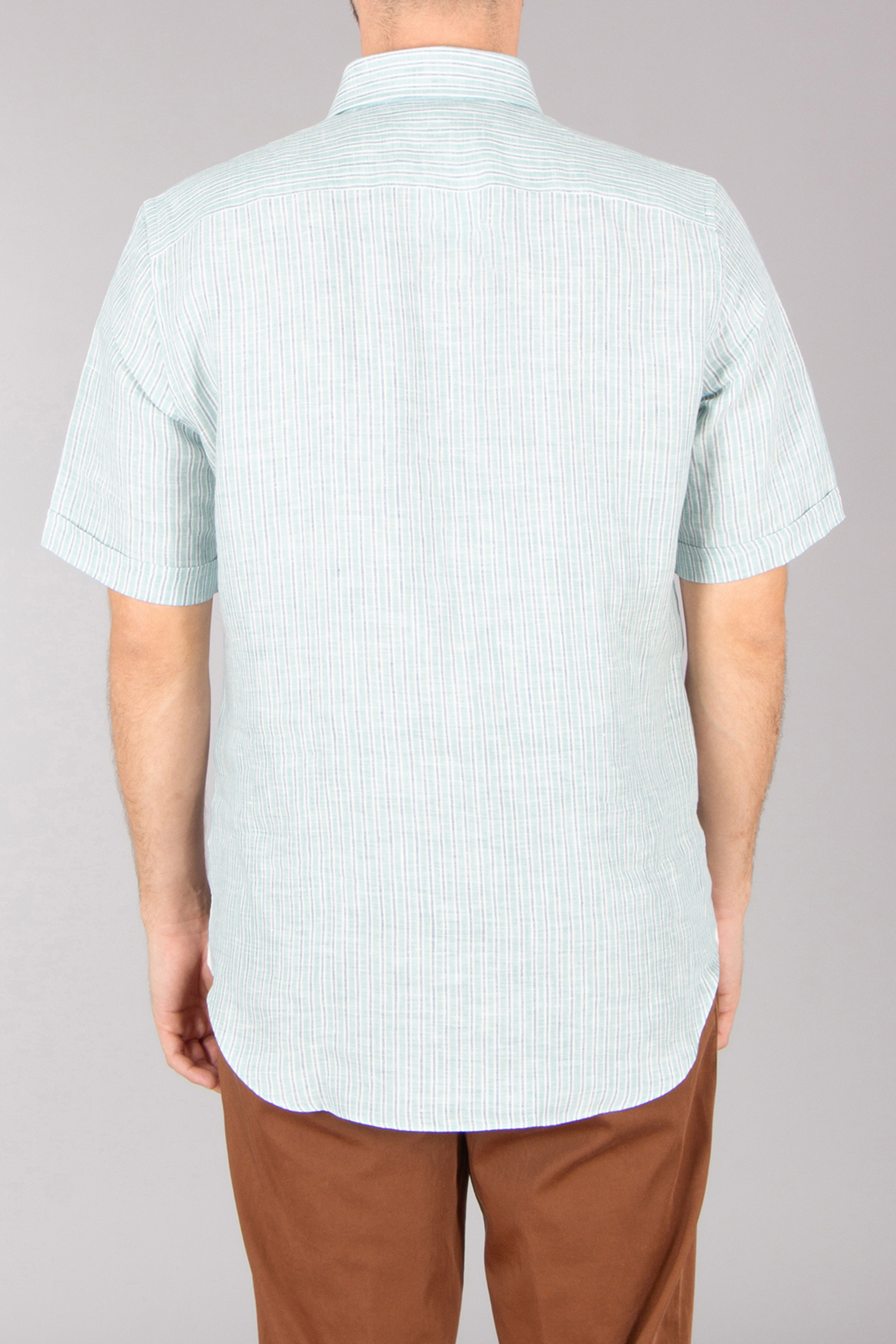 EMANUELE MAFFEIS Regular Fit Striped Linen Short-Sleeve Shirt Eduardo Gladys Leinen, Hemd, Ärmel, T-shirt, Bluse