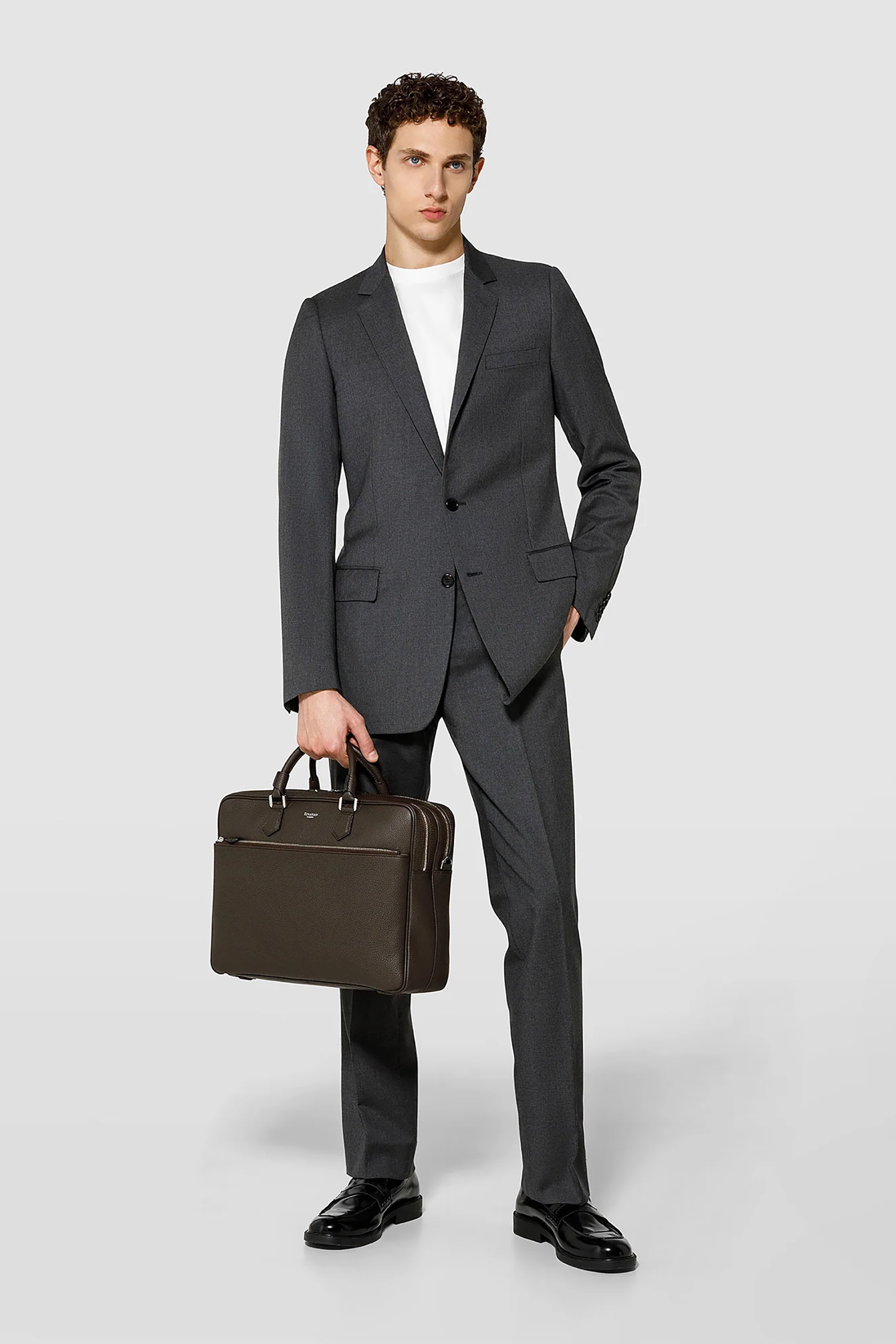 SERAPIAN Large Cashmere Leather Briefcase SERAPIAN Large Cashmere Leather Briefcase
