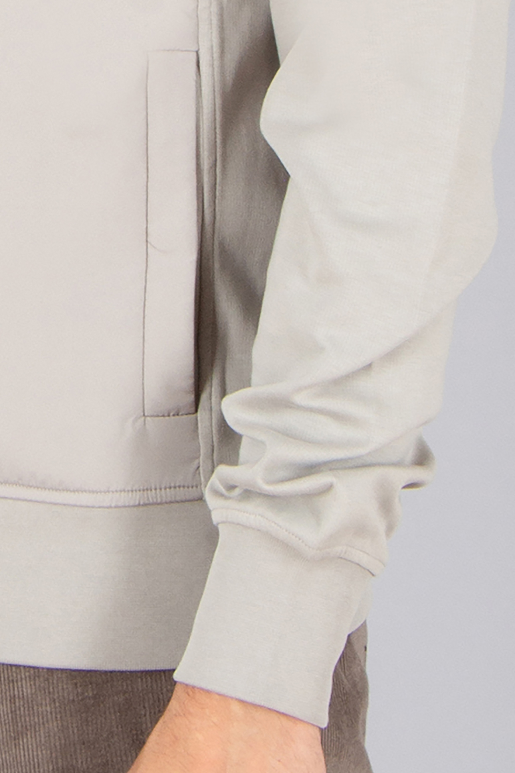 BELSTAFF Regular Fit Interlock Cotton Jersey & Technical Fabric Zip-Up Hoodie Alloy BELSTAFF Regular Fit Interlock Cotton Jersey & Technical Fabric Zip-Up Hoodie Alloy