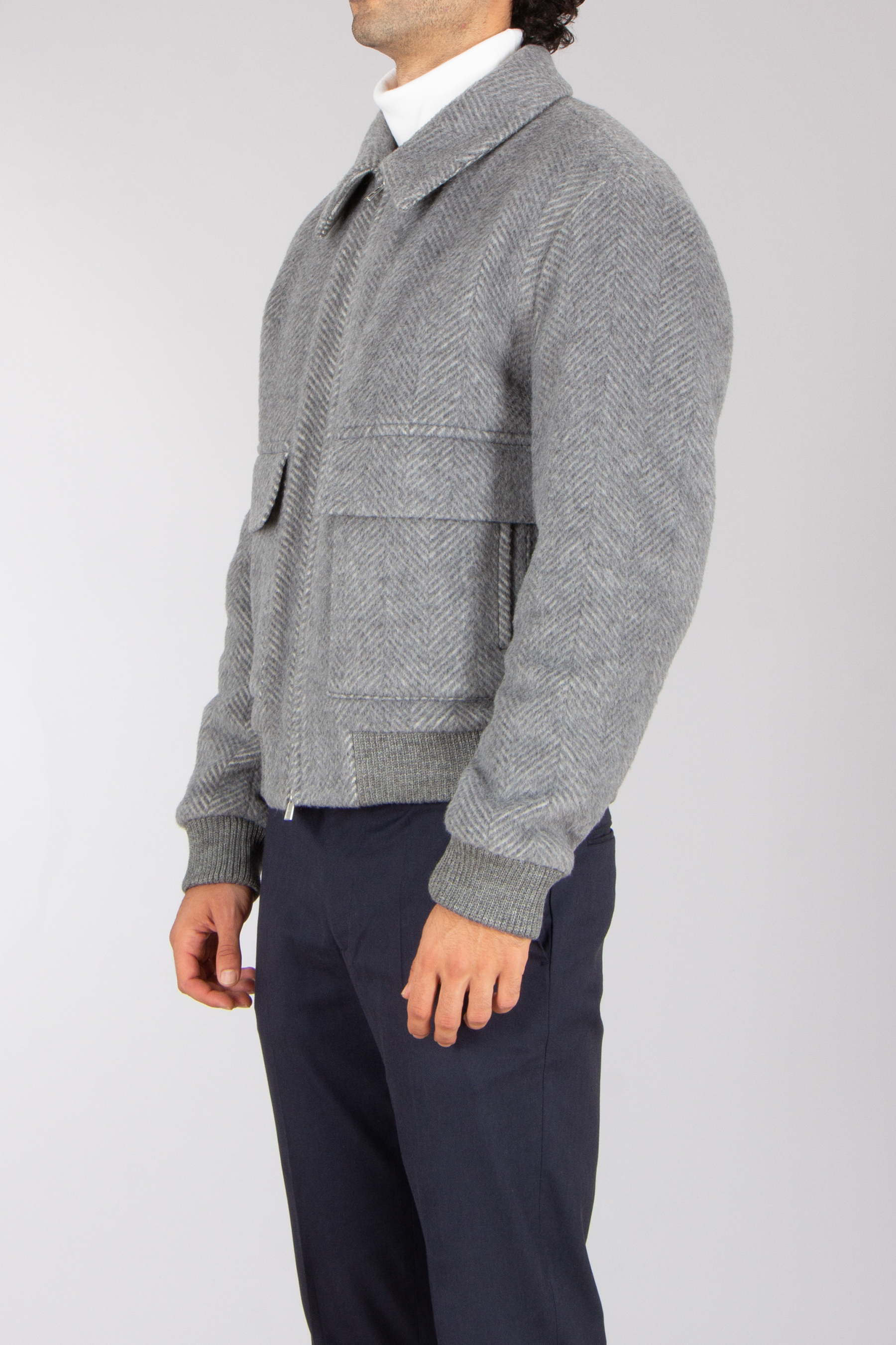 BOSS Regular Fit Herringbone Patterned Alpaca Blend Jacket H-Charly Bekleidung, Mantel, Strickwaren, Pullover, Jacke