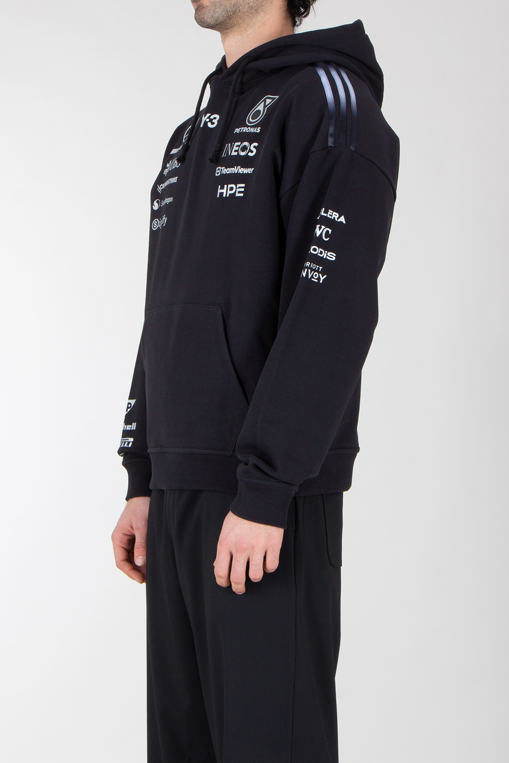 Y-3 x MERCEDES AMG PETRONAS Loose Fit Graphic Print Cotton Hoodie