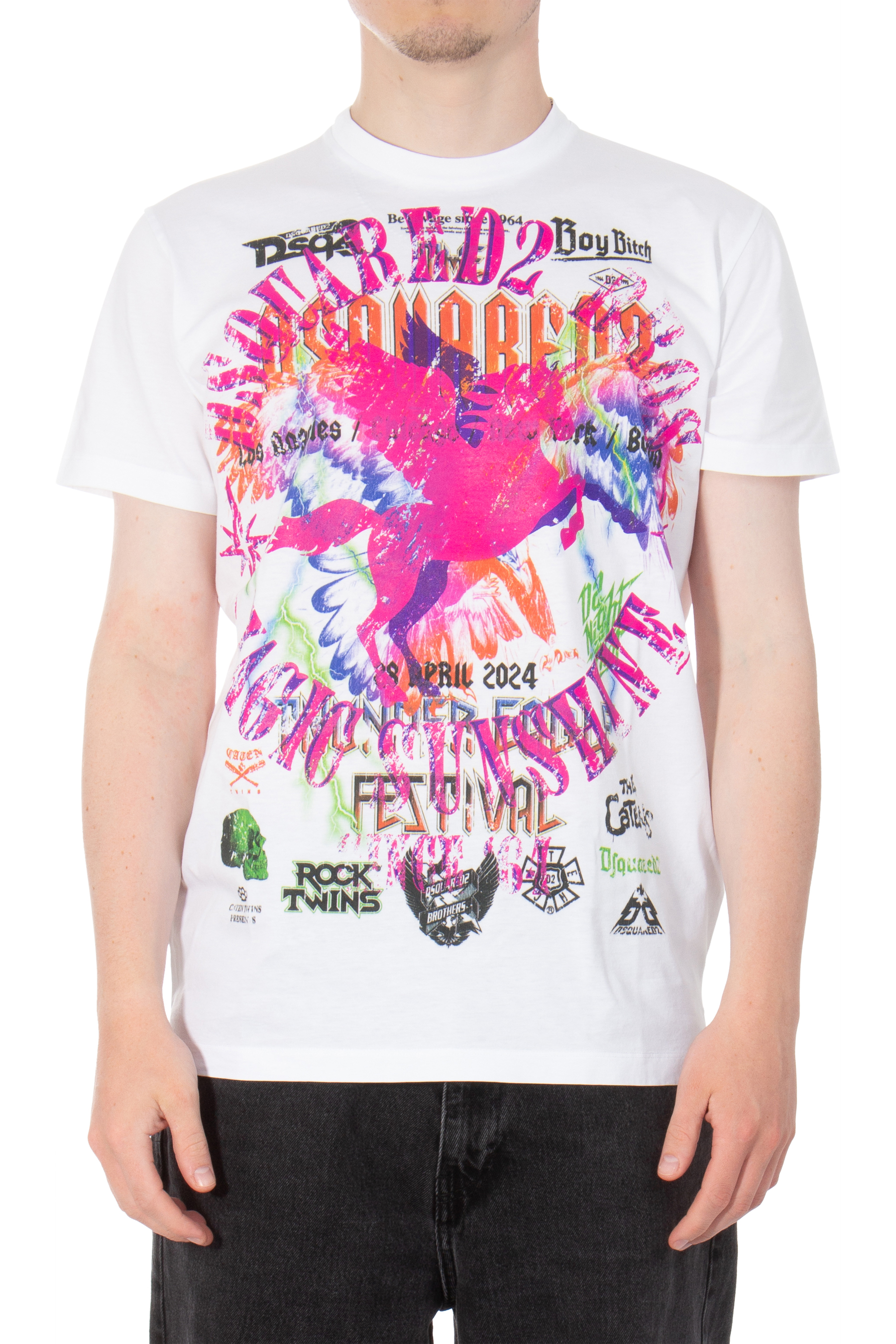 DSQUARED2 Cigarette Fit Printed Cotton T-Shirt