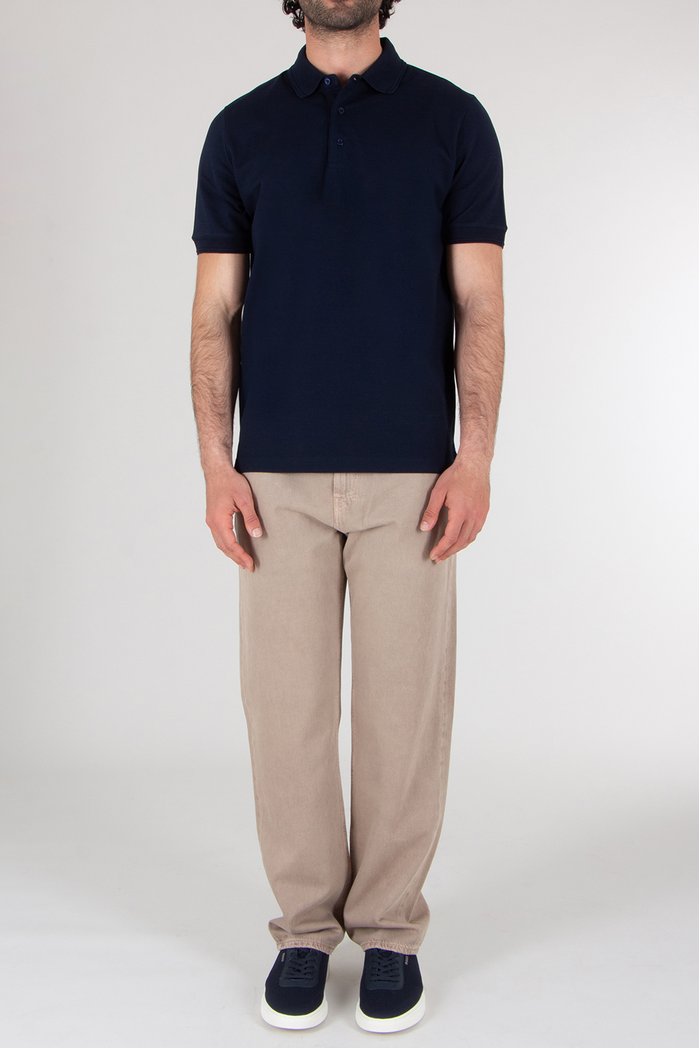 CANALI Regular Fit Textured Cotton Polo Shirt