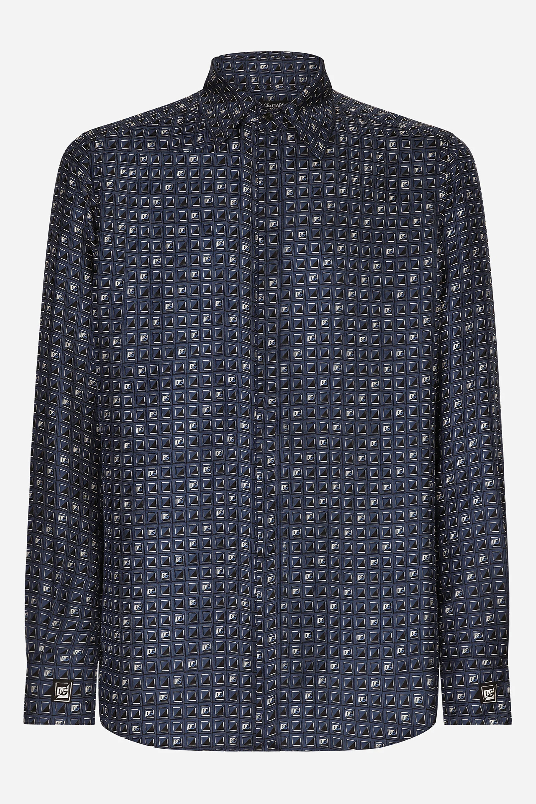 DOLCE & GABBANA Martini Fit Tie Print Silk Shirt DOLCE & GABBANA Martini Fit Tie Print Silk Shirt