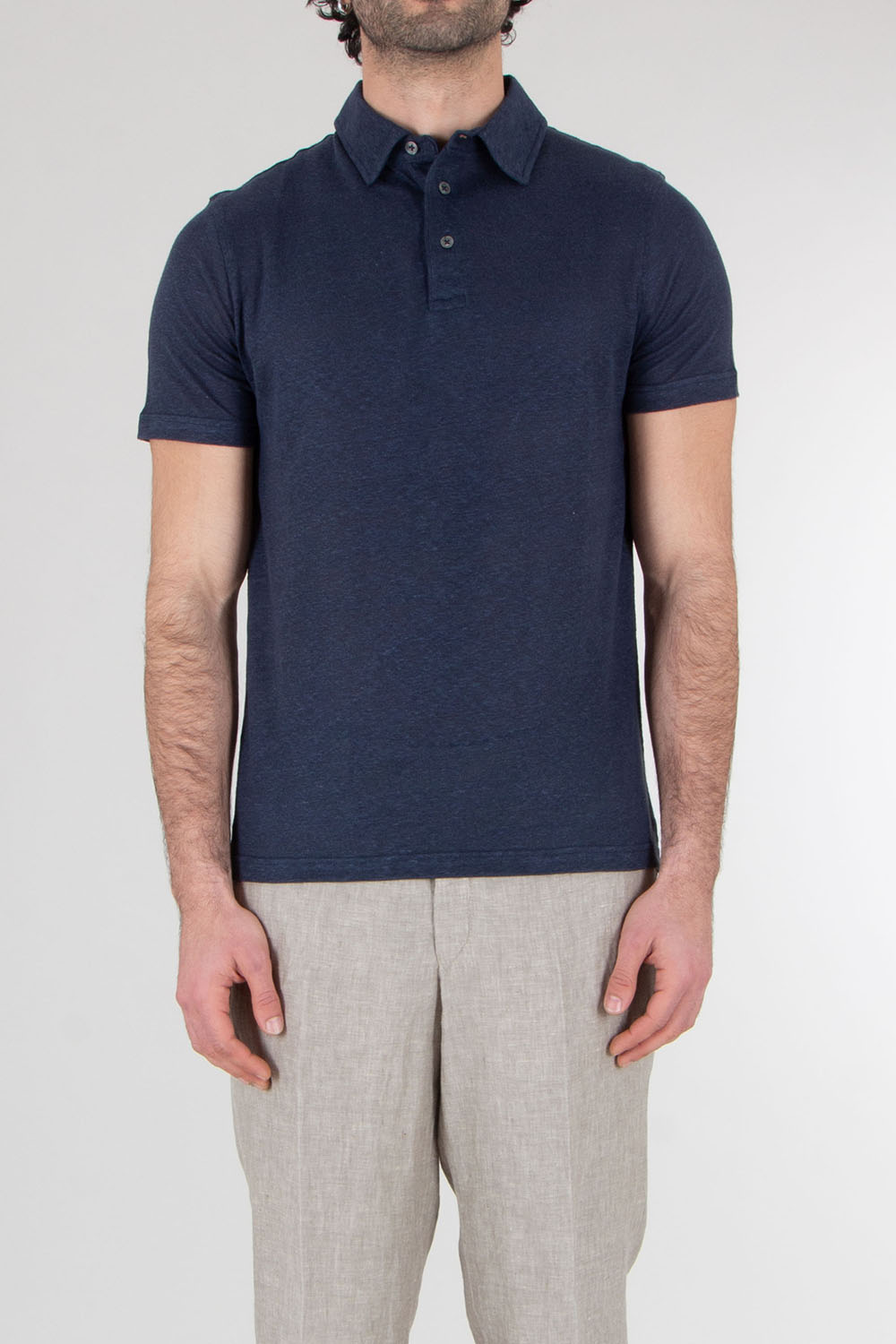 AURÉLIEN Regular Fit Linen Polo Shirt