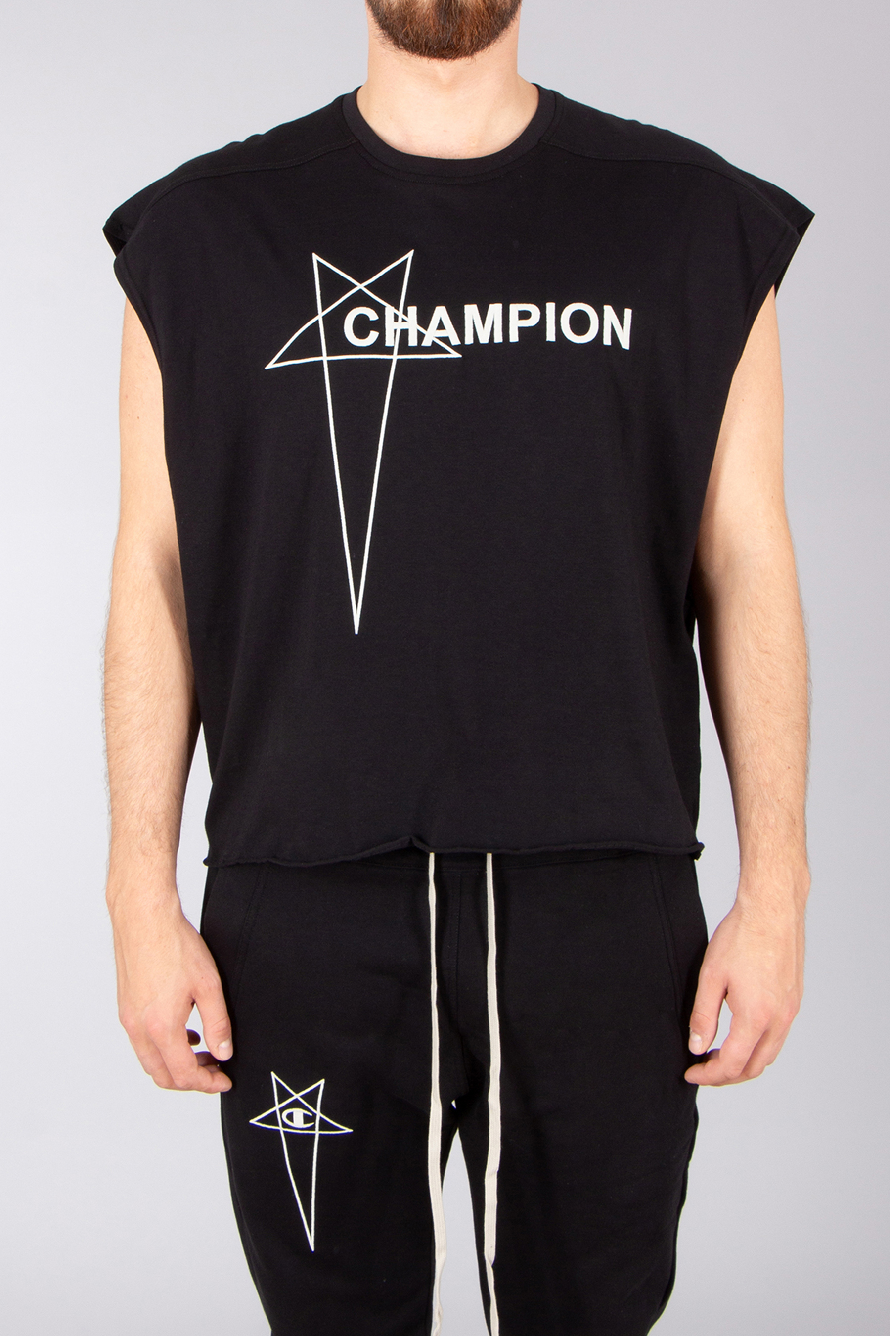 RICK OWENS DRKSHDW X Champion Oversized Embroidered Organic Cotton Jersey Micro Tatlin T T-Shirt