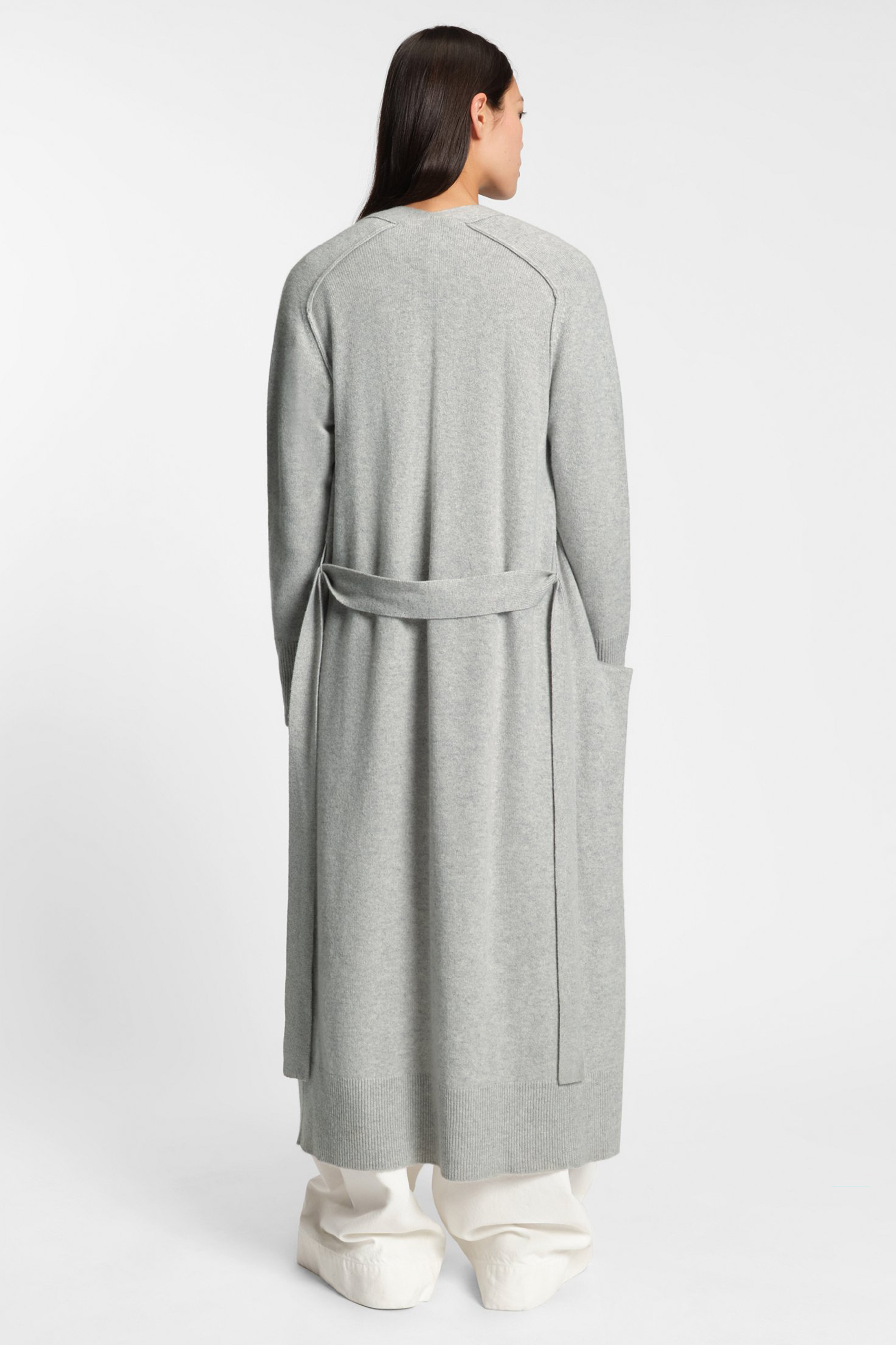 BOSS Relaxed Fit Longline Virgin Wool-Cashmere Blend Cardigan Ferdianna Modisch, Langarm, Robe, Mantel, Person