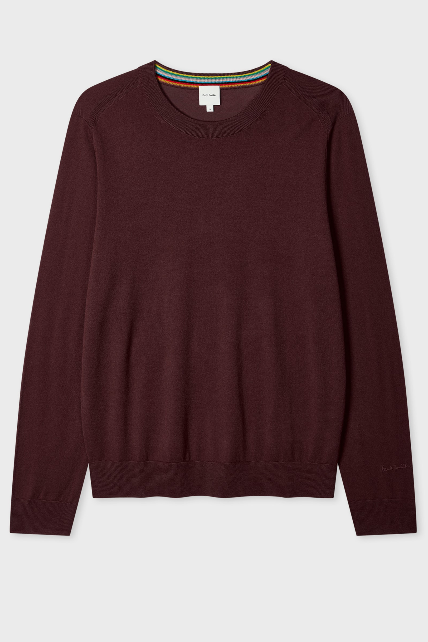 PAUL SMITH Classic Fit Wool Crew Neck Sweater Langarm, Strickwaren, Pullover, Sweatshirt, Kastanienbraun