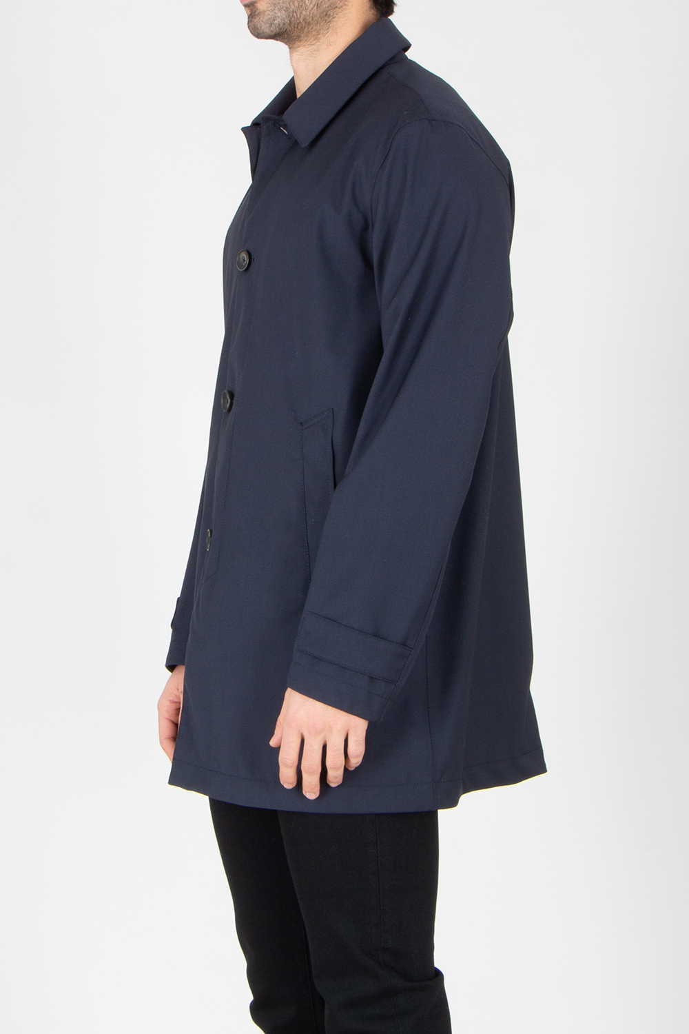 HERNO Regular Fit Storm System Virgin Wool Raincoat