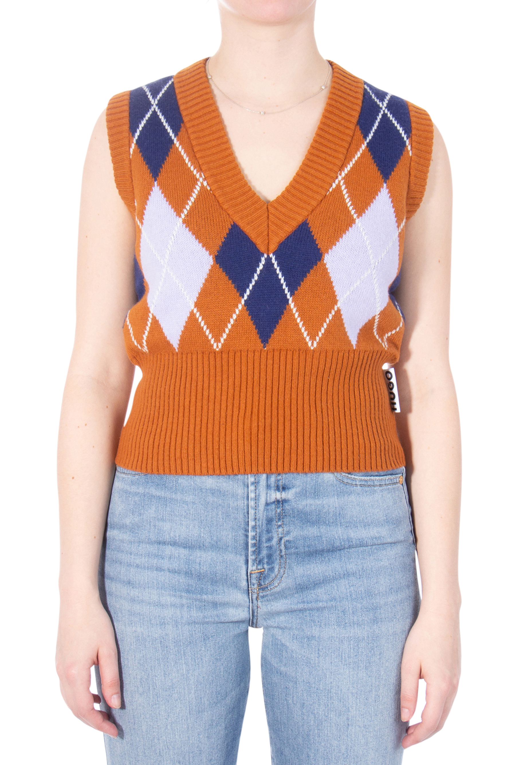 HUGO Sleeveless Cotton Blend Knit Sweater Sleppy