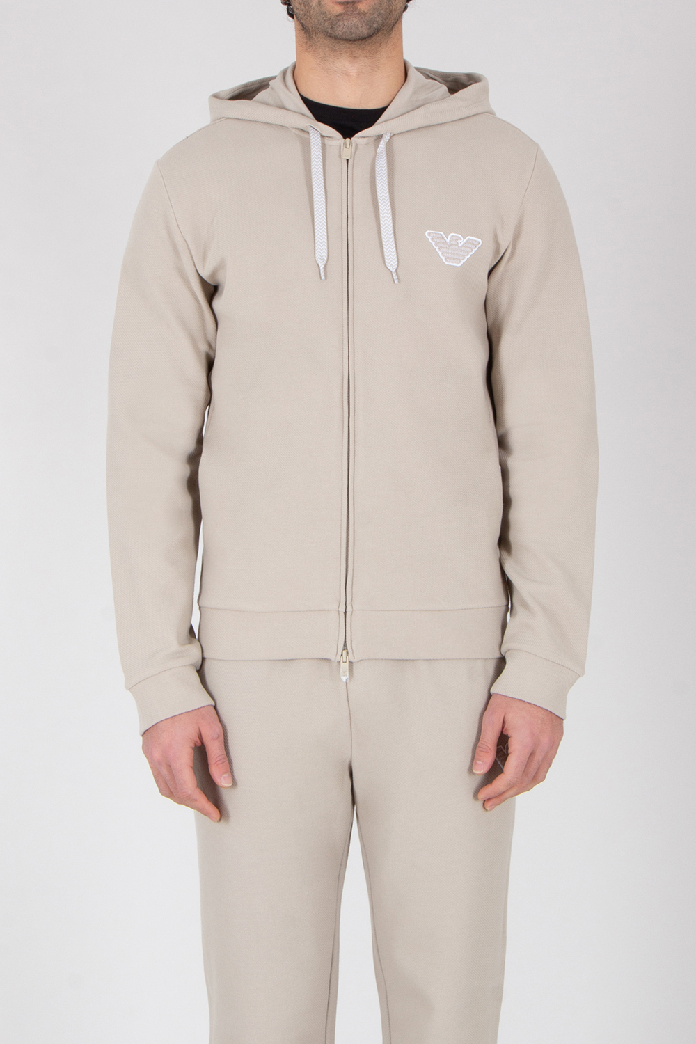 EMPORIO ARMANI Regular Fit Cotton Blend Stretch Jersey Loungewear Zip-Up Hoodie