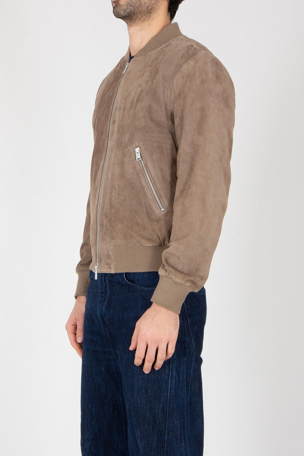 ARMA Regular Fit Goat Suede Bomber Jacket Didier